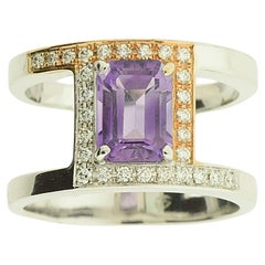 SigridB. Cocktail Ring "Bora" HS SI Brilliants Purple Amethyst 18k White Gold