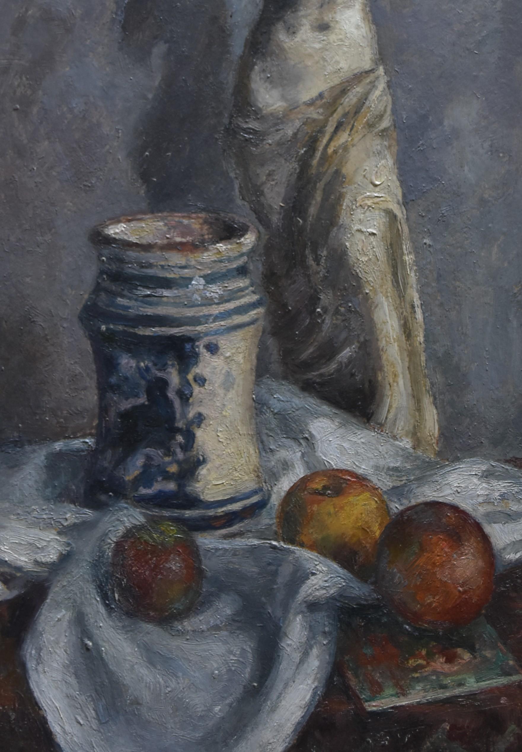 Sigurd Frederiksen (1907-1986) Still-life with a scupture, oil on panel, signed 4