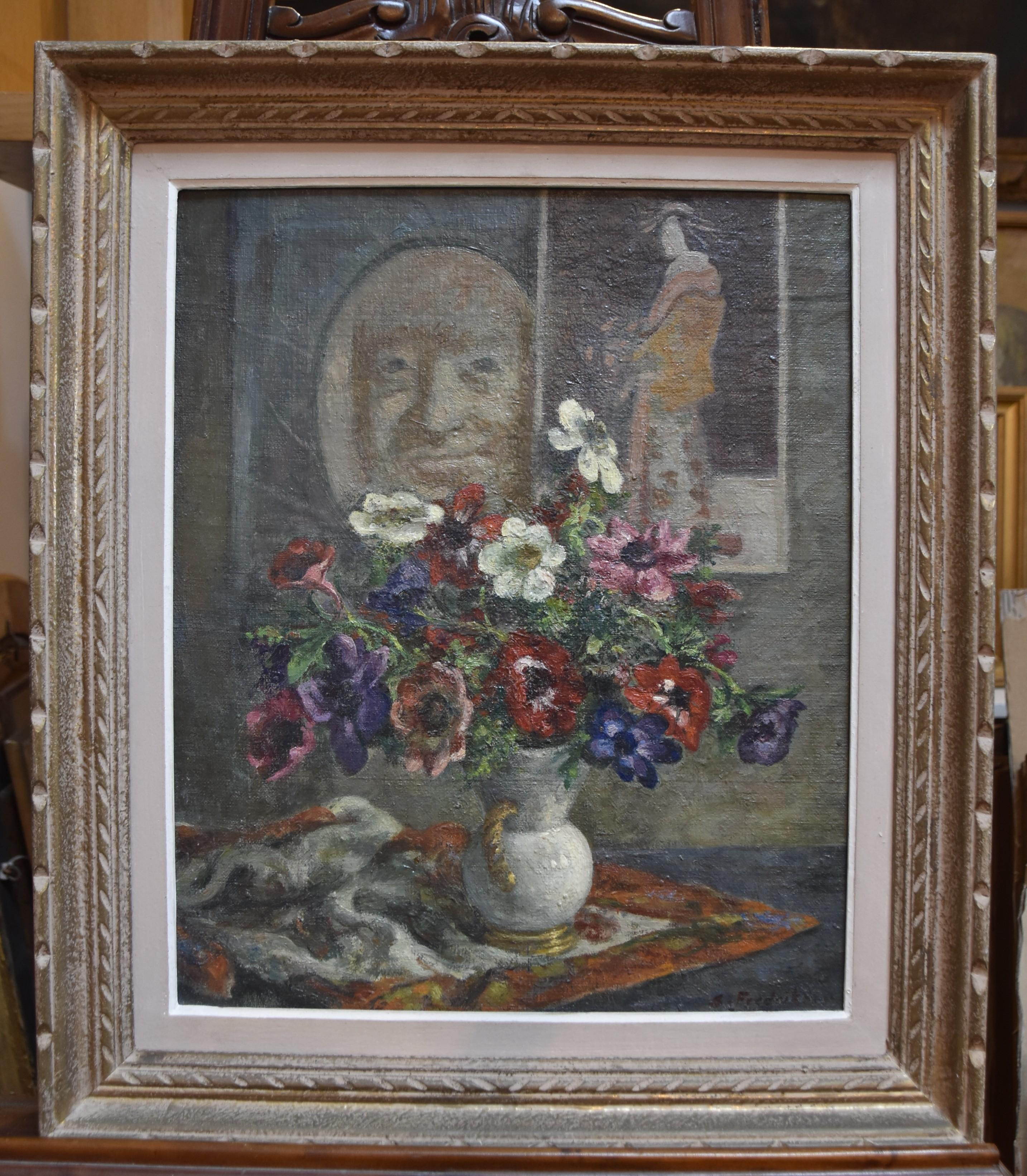 Sigurd Frederiksen (1907-1986) Still-life with anemones, oil on canvas, signed 1