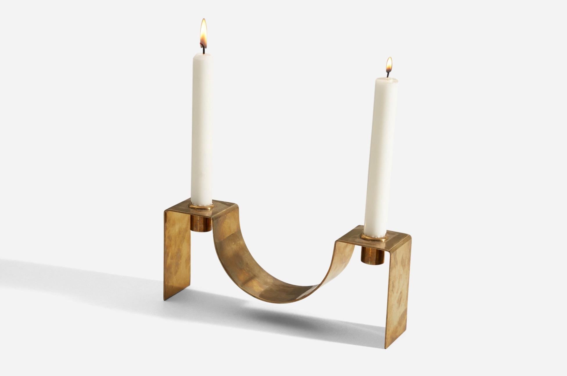 Mid-Century Modern Sigurd Persson, Candlestick / Candleholder, Brass, Signed, Studio, Sweden, 1950s