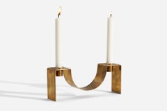 Sigurd Persson, Candlestick / Candleholder, Brass, Signed, Studio, Sweden, 1950s
