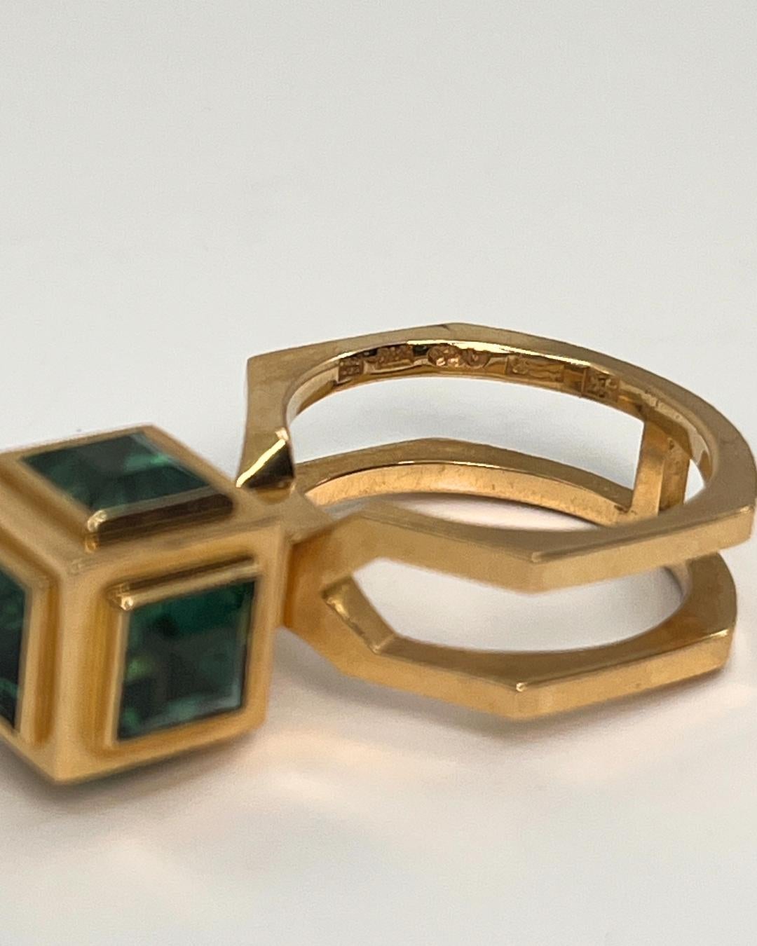 Women's or Men's Sigurd Persson Green Tourmaline and Gold Ring 1960 For Sale