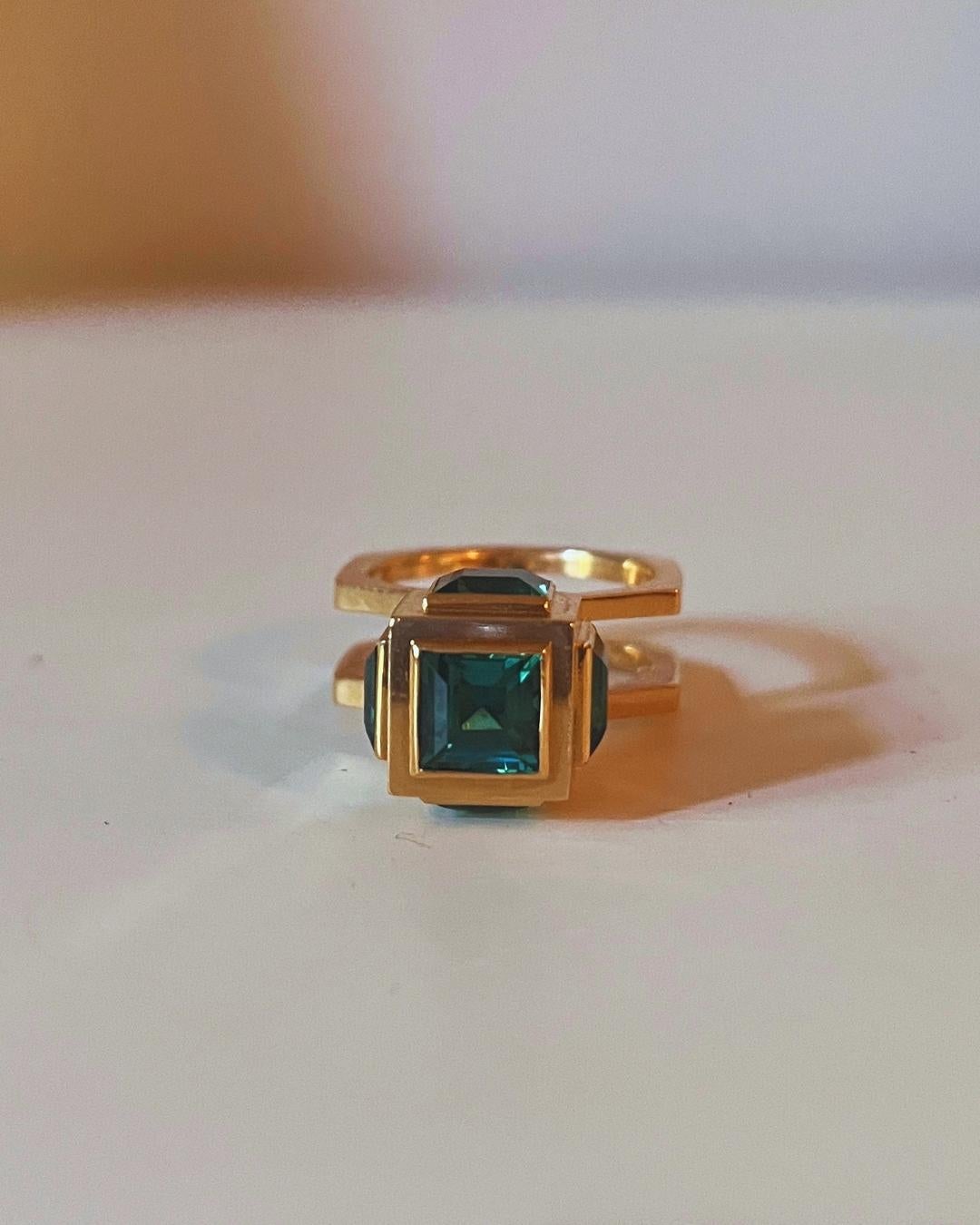 Sigurd Persson Green Tourmaline and Gold Ring 1960 In Good Condition For Sale In New York, NY