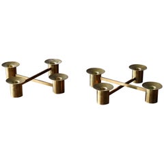 Sigurd Persson, Modular Candlesticks / Candelabras, Brass, Signed, Sweden, 1950s