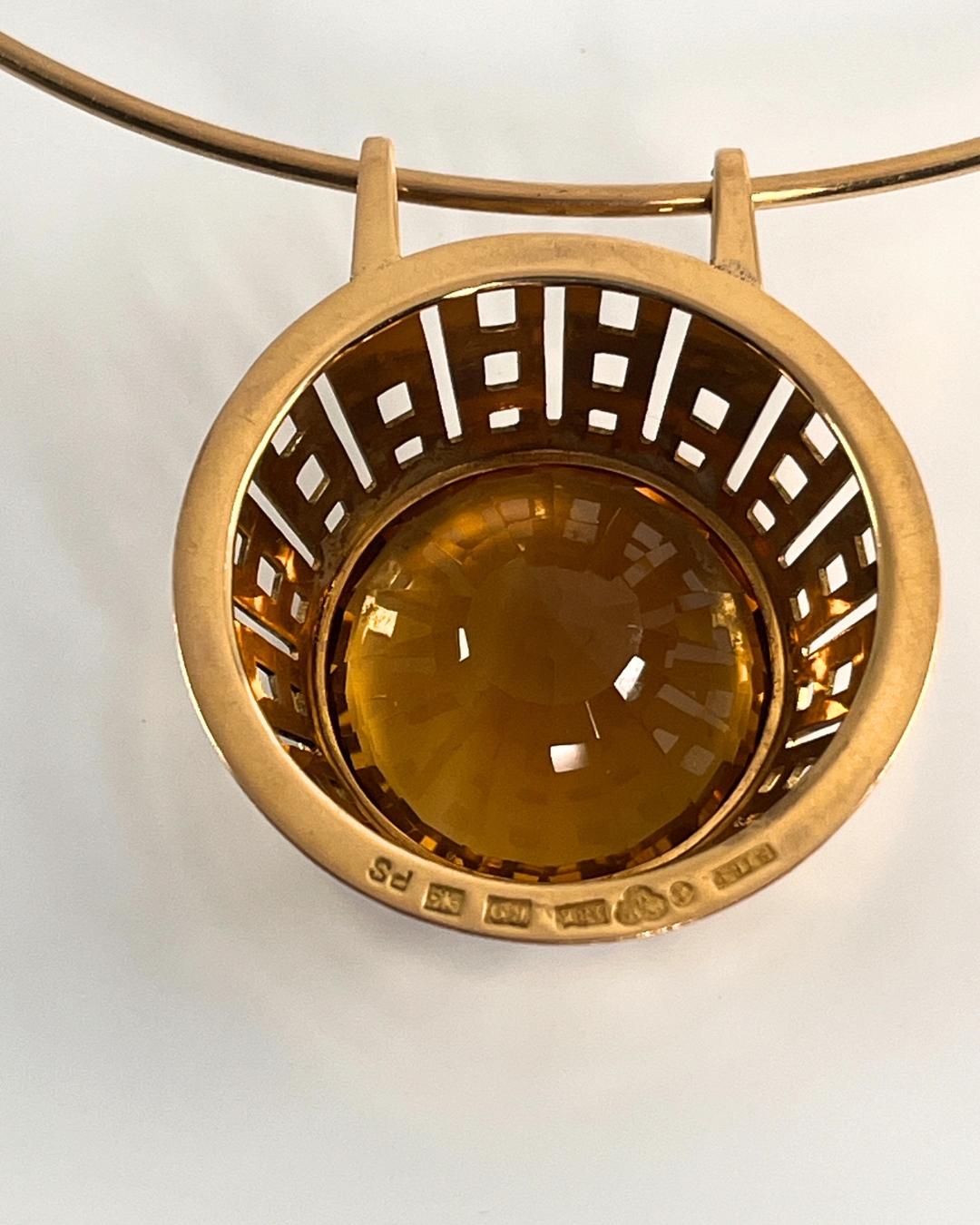 Sigurd Persson Collana modernista scandinava in oro e citrino 1960 In condizioni ottime in vendita a New York, NY