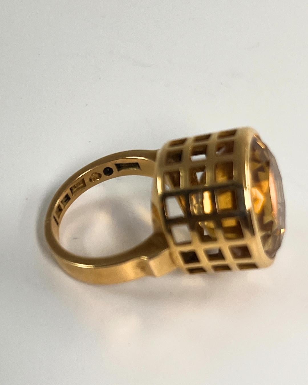 Sigurd Persson Scandinavian Modernist Design Citrine and Gold Ring 1950s For Sale 1