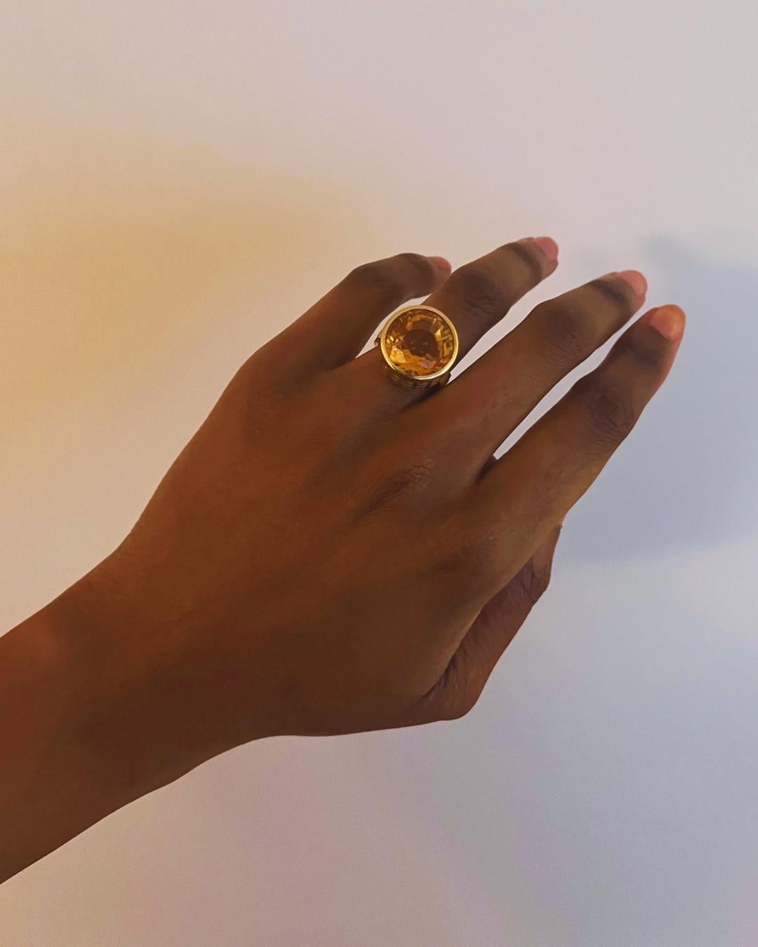 Mixed Cut Sigurd Persson Scandinavian Modernist Design Citrine and Gold Ring 1950s For Sale
