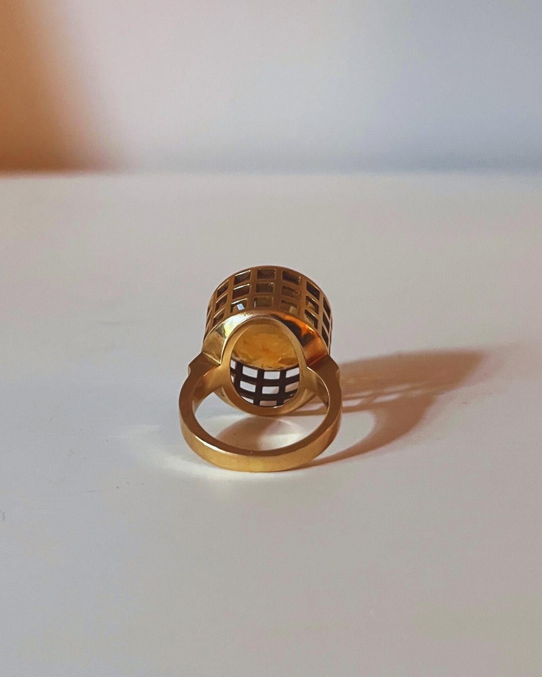 Sigurd Persson Scandinavian Modernist Design Citrine and Gold Ring 1950s In Excellent Condition For Sale In New York, NY
