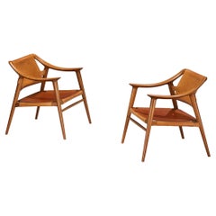 Sigurd Resell e Adolf Relling Coppia di sedie da salotto Bambi in pelle di teak