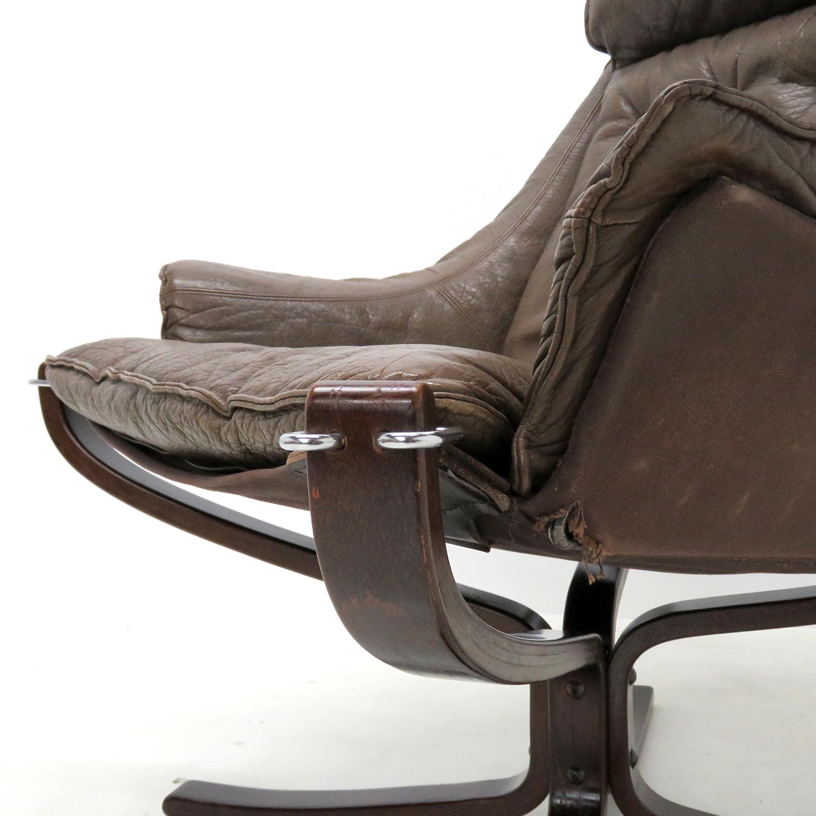 Leather Sigurd Resell Falcon Chair, 1970