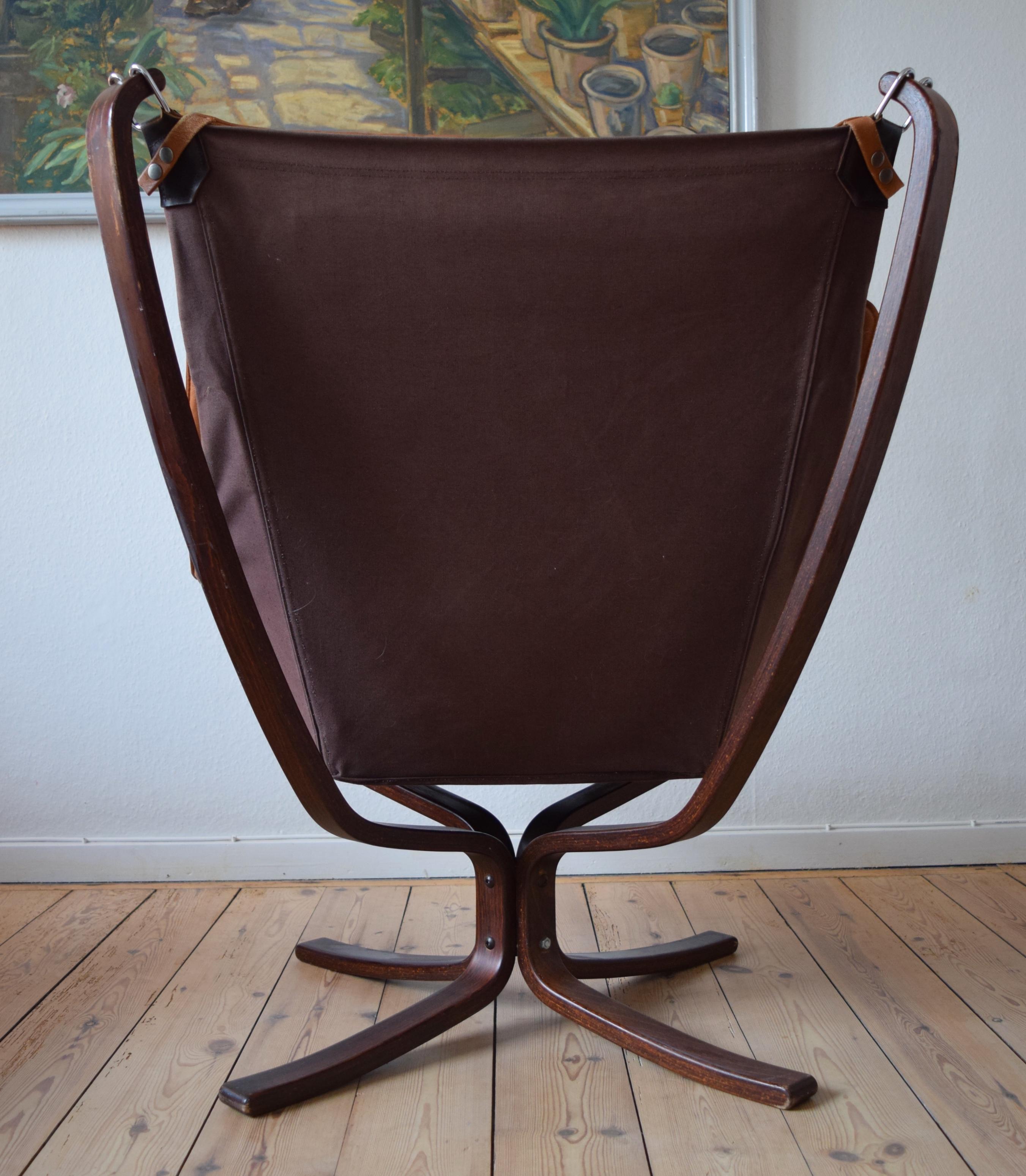 Sigurd Ressel Cognac Winged Falcon Chair from Vatne Møbler In Good Condition In Nyborg, DK