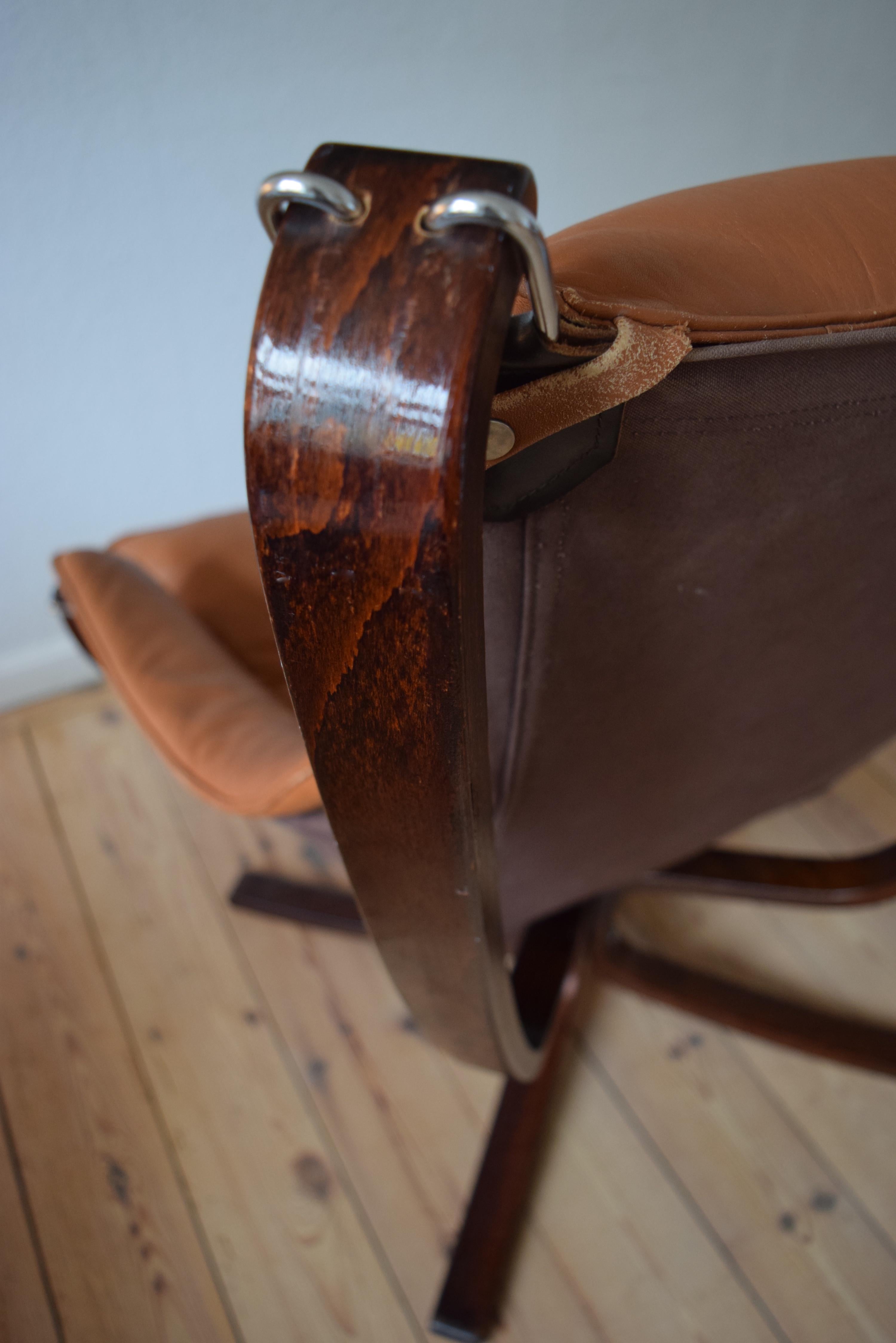 Late 20th Century Sigurd Ressel Cognac Winged Falcon Chair from Vatne Møbler