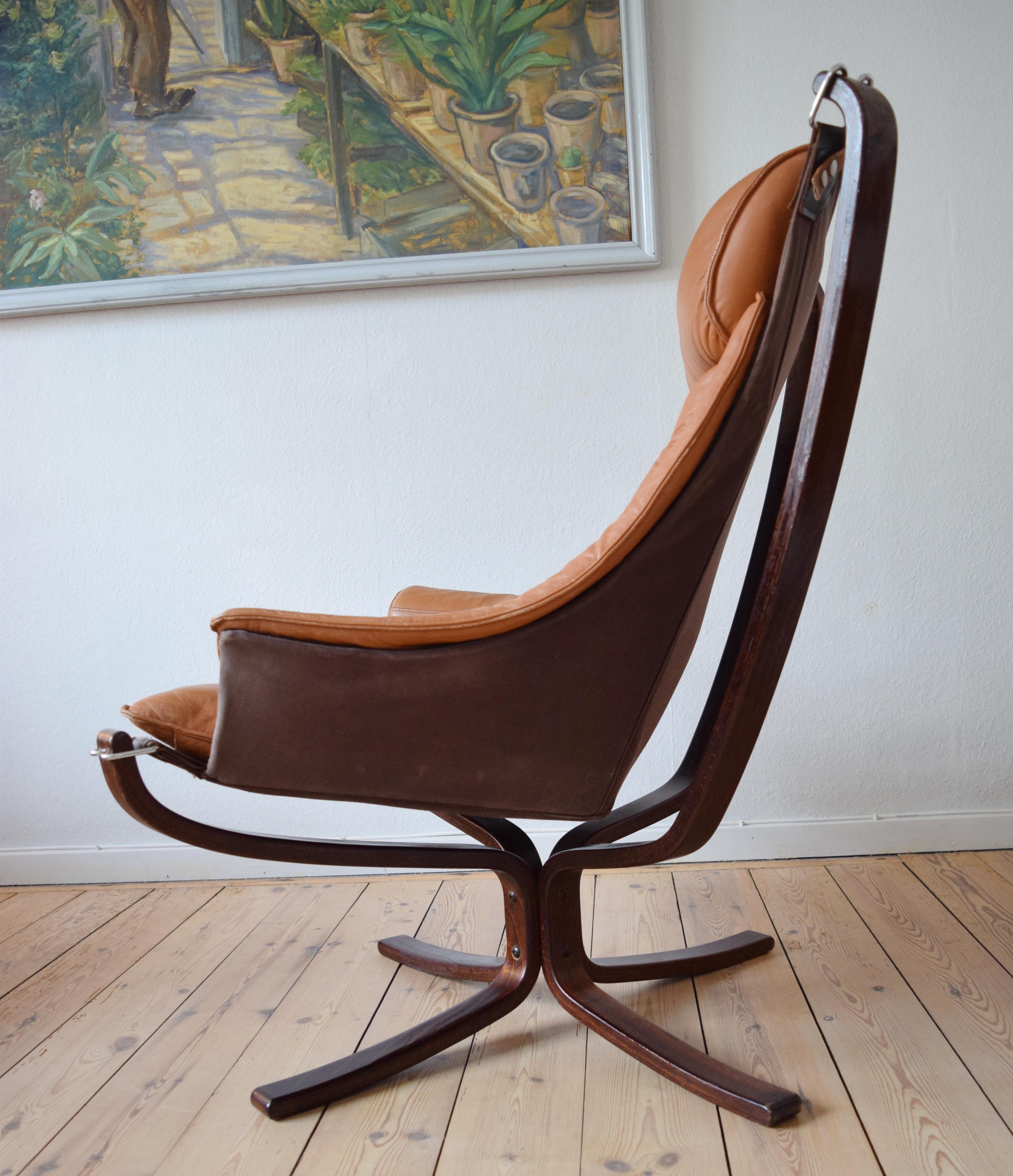 Sigurd Ressel Cognac Winged Falcon Chair from Vatne Møbler 1
