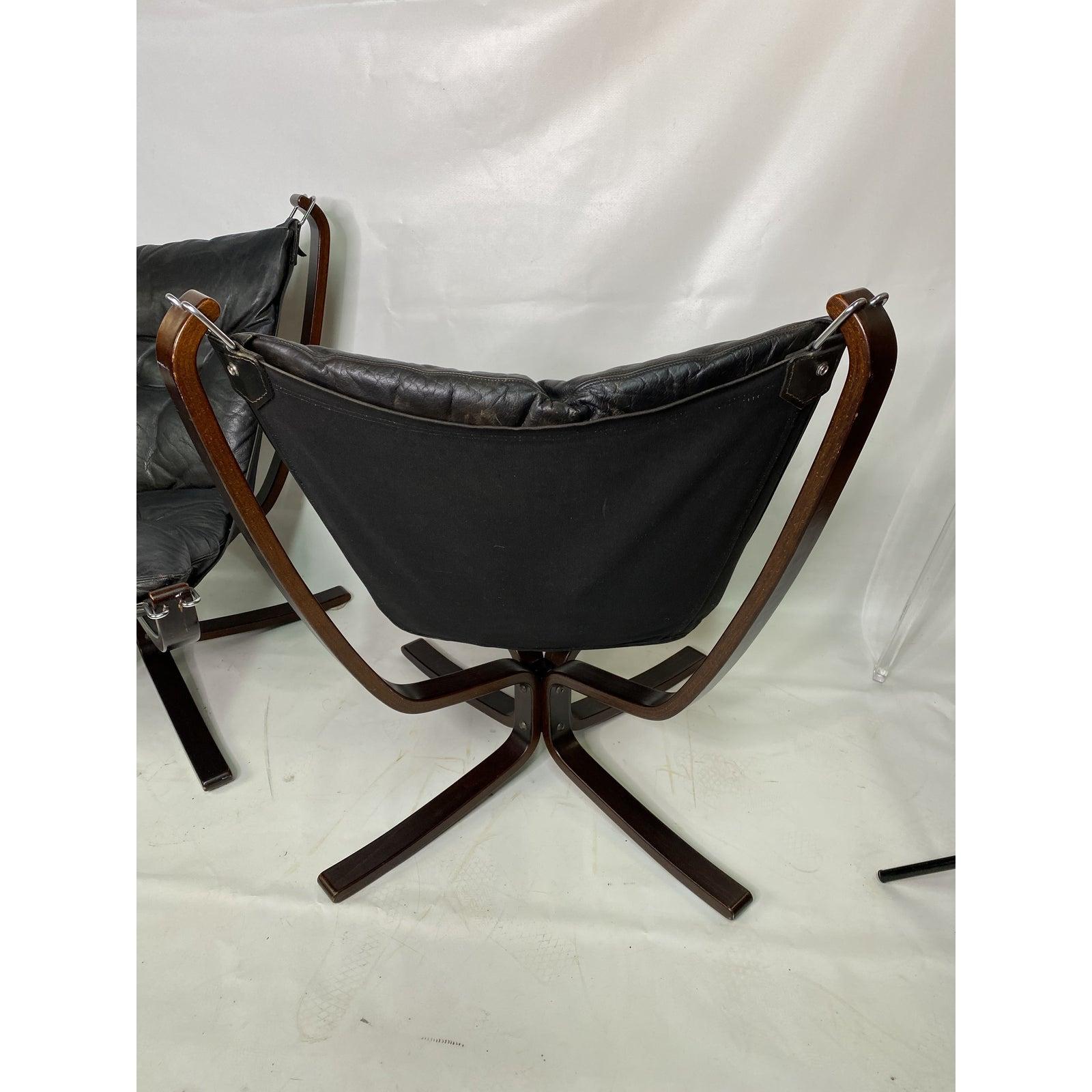 Sigurd Ressel Falcon Leather Lounge Chairs Set by Vatne Mobler, Set of 3 In Good Condition In Esperance, NY