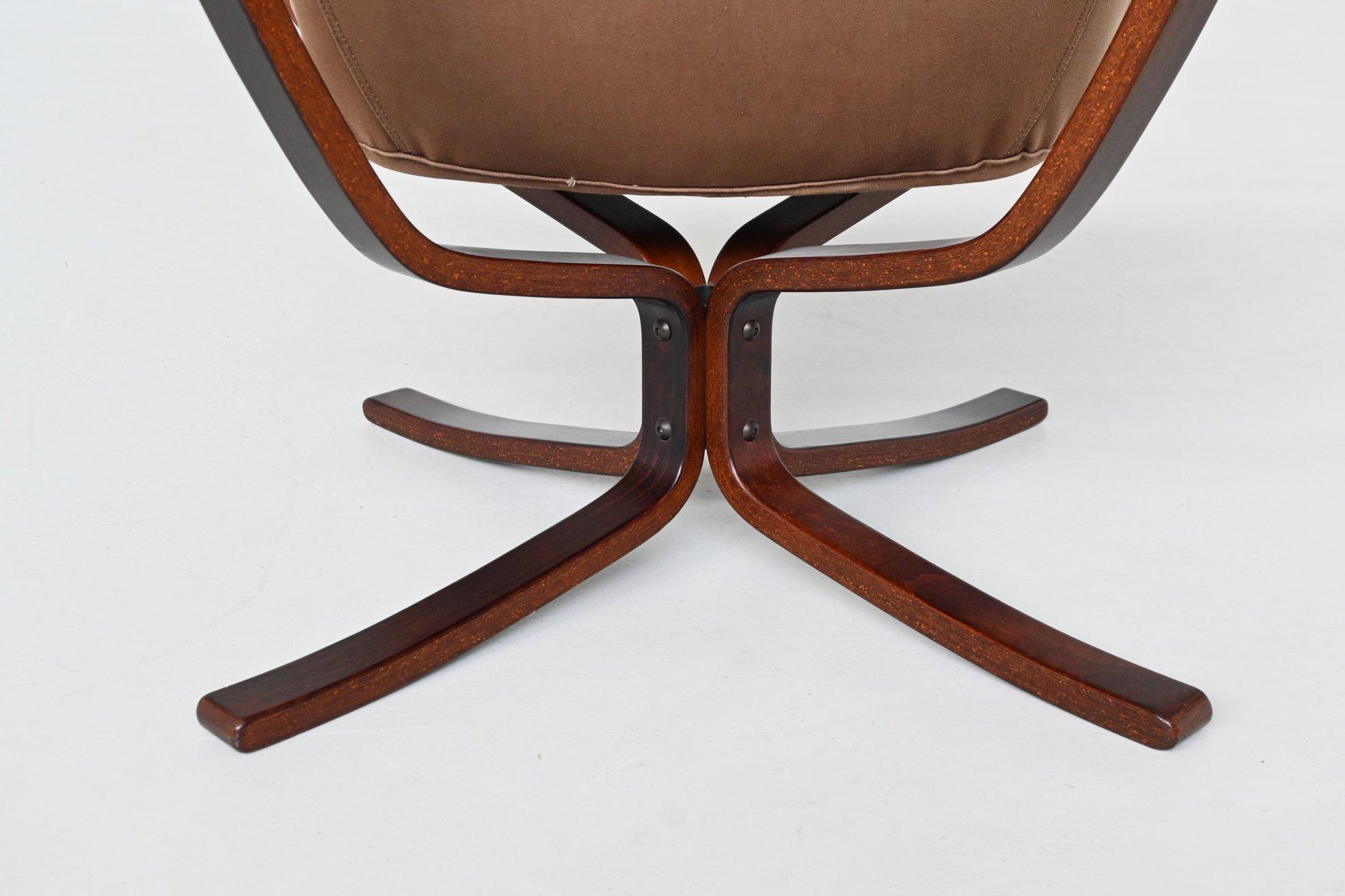 Sigurd Ressel Sillones Falcon de cuero coñac Vatne Noruega 1970 en venta 12