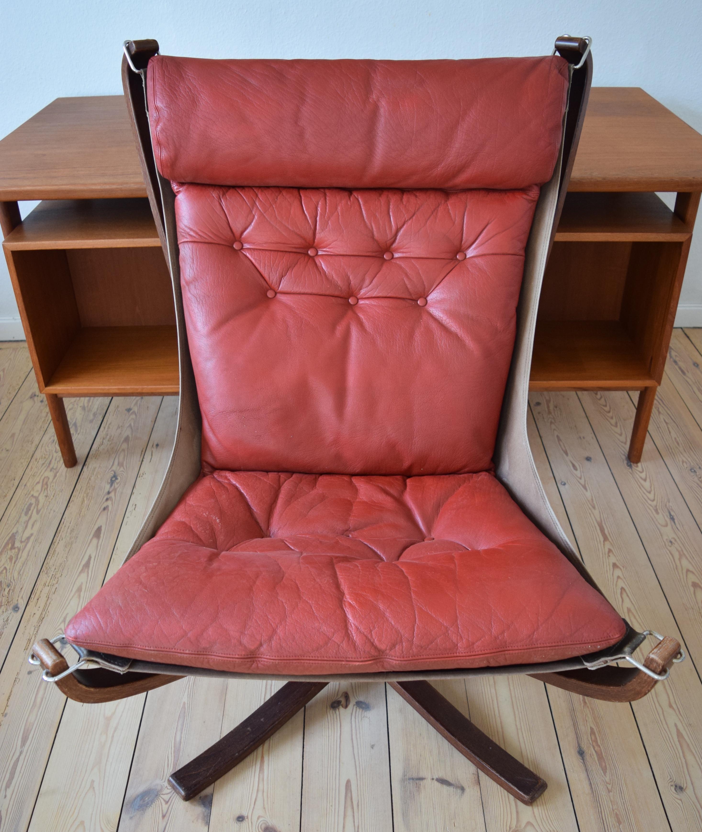 Late 20th Century Sigurd Ressel Red Falcon Chair from Vatne Møbler For Sale