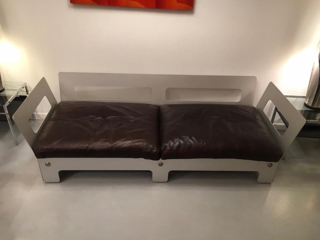 Sigurd Ressell Vintage Leather and Anodised Aluminum Sofa for Vatne Mobler 1968 For Sale 7
