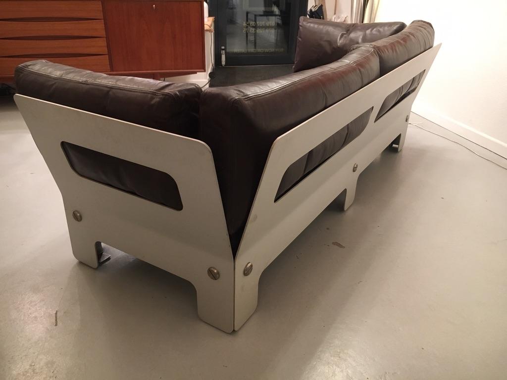 Sigurd Ressell Vintage Leather and Anodised Aluminum Sofa for Vatne Mobler 1968 For Sale 1