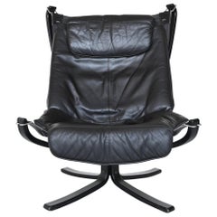 Sigurd Ressell Falcon Black Lounge Chair Vatne Mobler Norway 1970
