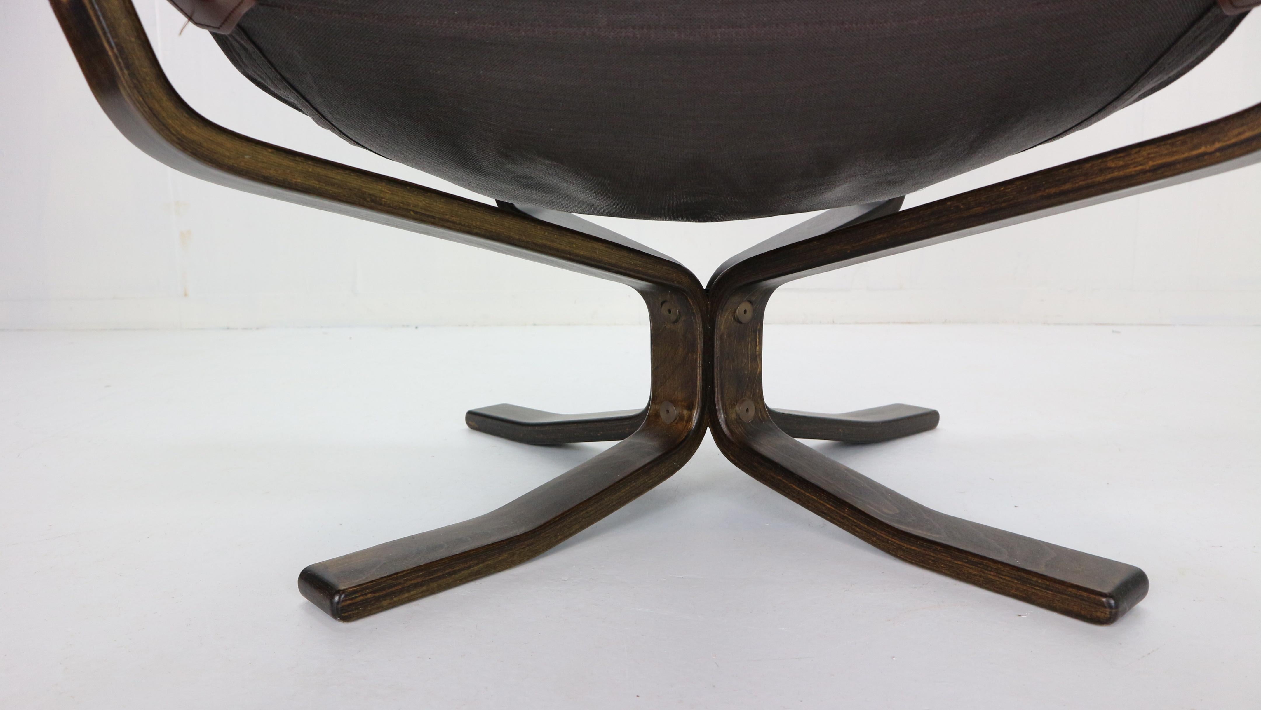 Sigurd Ressell Falcon Brown Leather Lounge Chair for Vatne Møbler, 1970, Norway 4