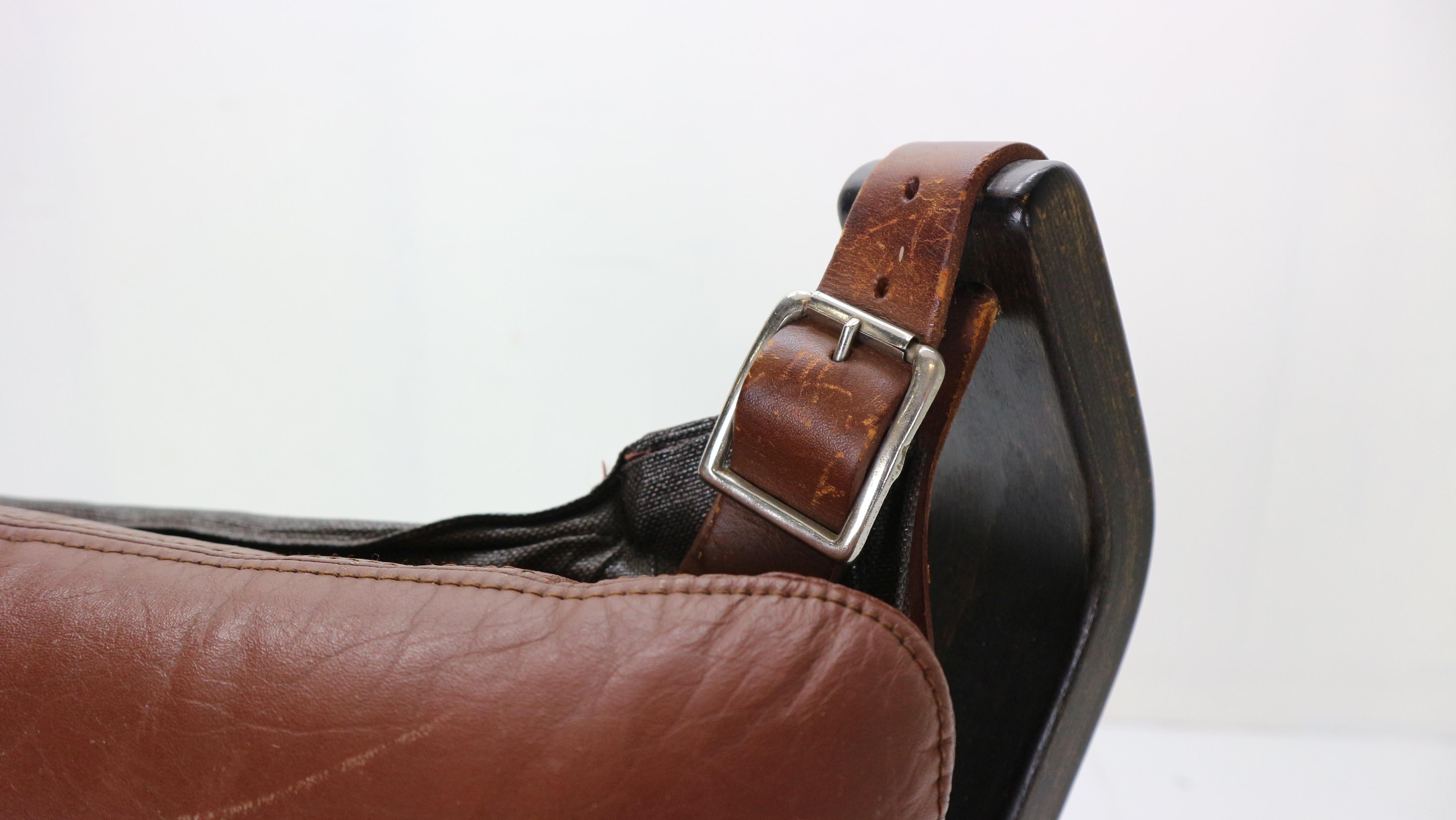 Sigurd Ressell Falcon Brown Leather Lounge Chair for Vatne Møbler, 1970, Norway 9