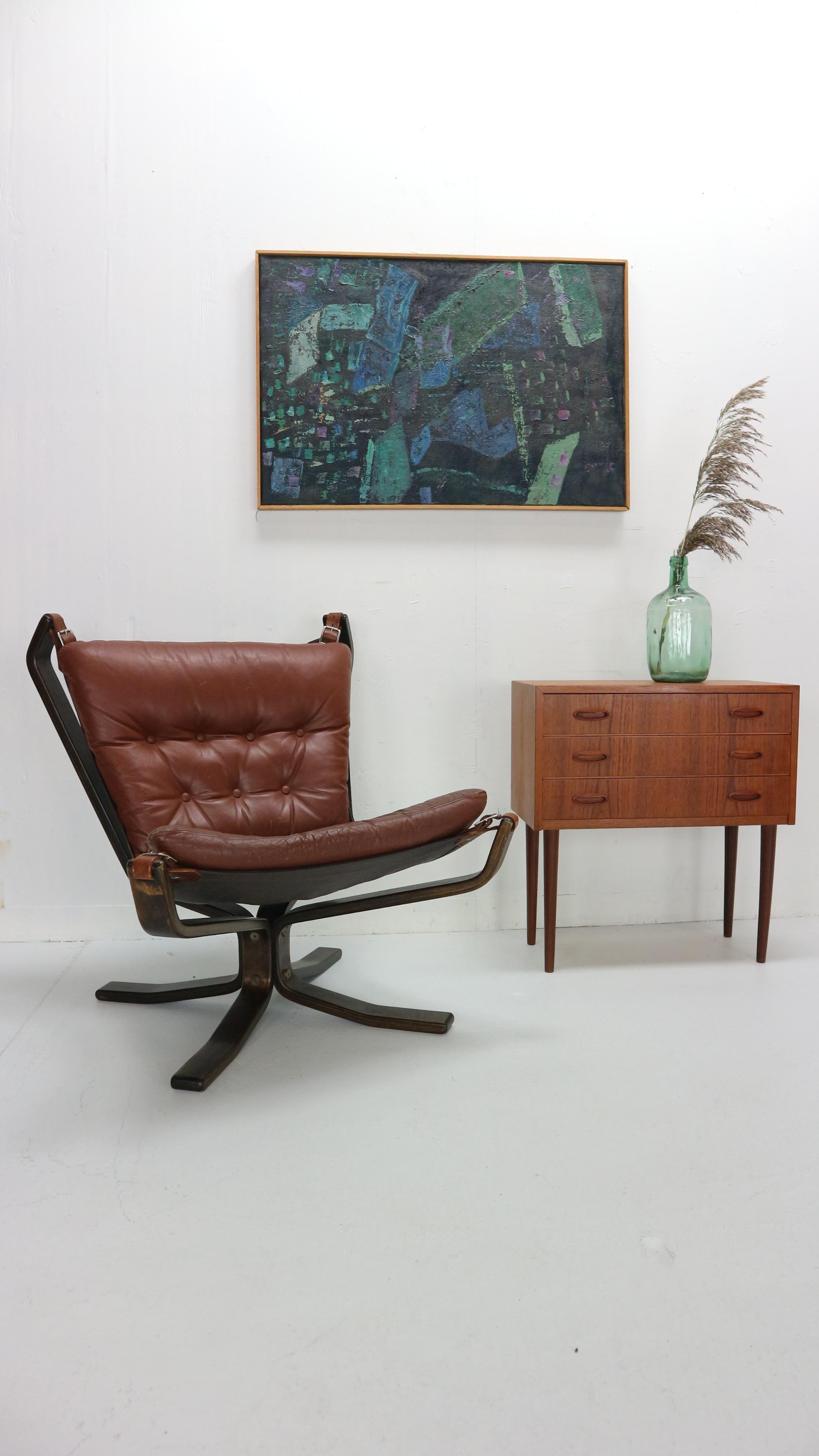 Sigurd Ressell Falcon Brown Leather Lounge Chair for Vatne Møbler, 1970, Norway 13