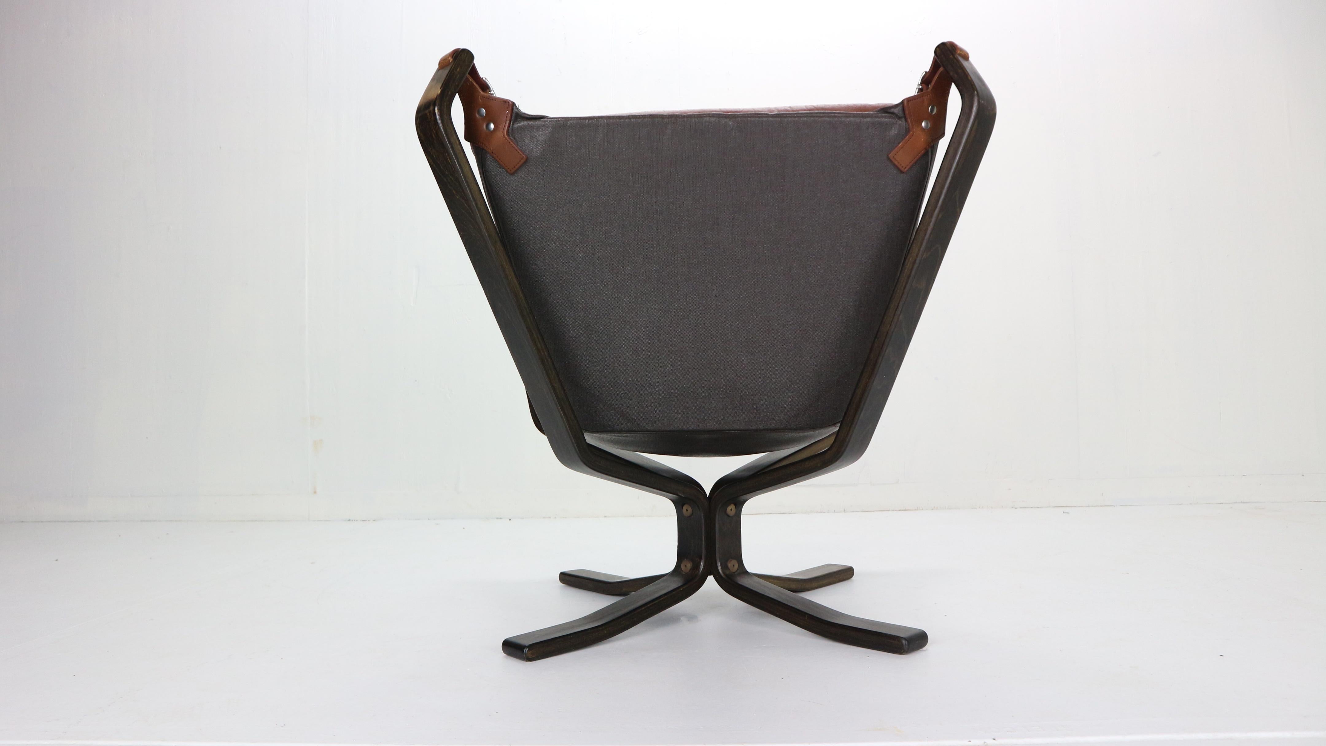 Sigurd Ressell Falcon Brown Leather Lounge Chair for Vatne Møbler, 1970, Norway 2
