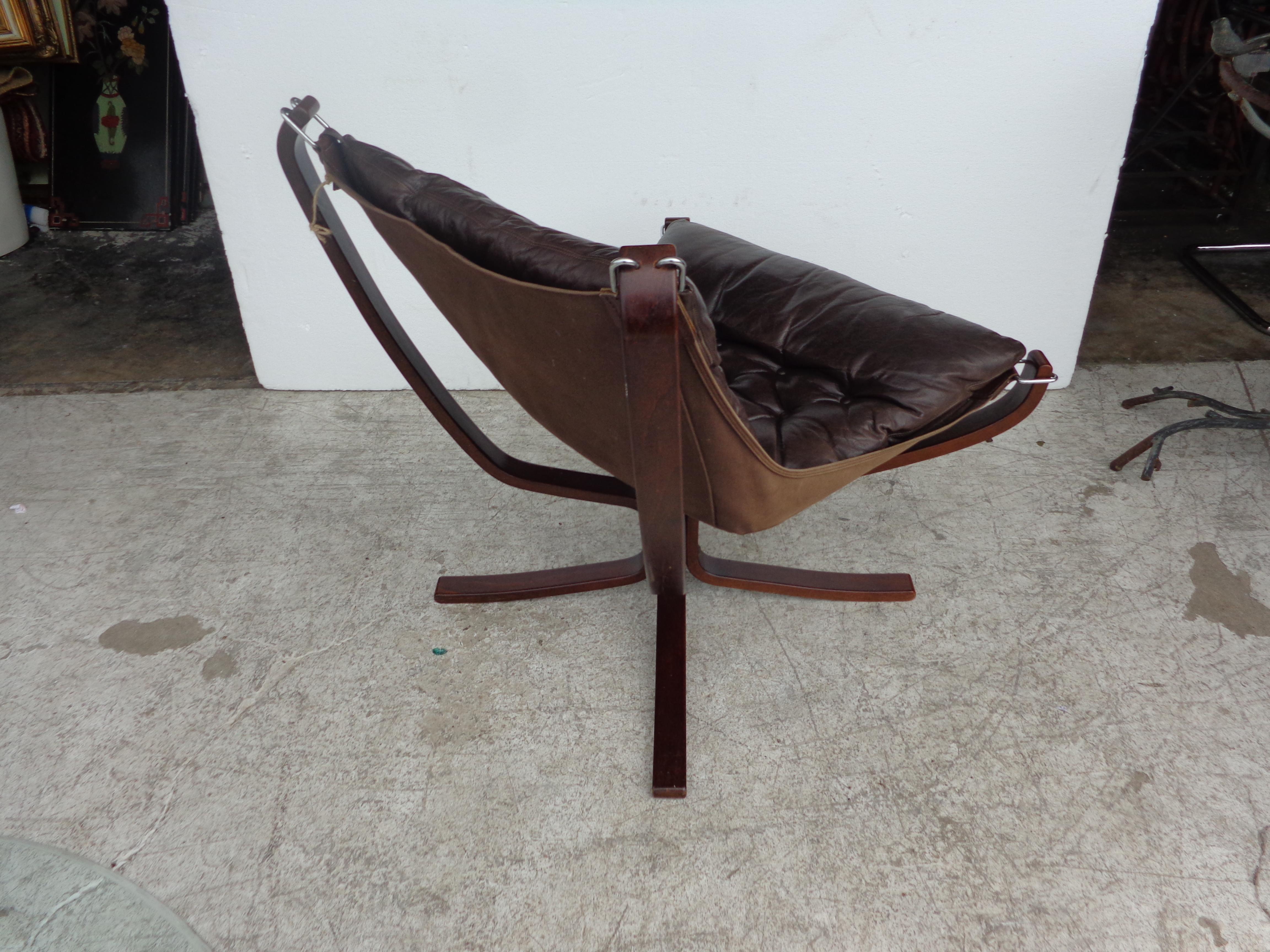 Danish Sigurd Ressell Falcon Leather Lounge Chair