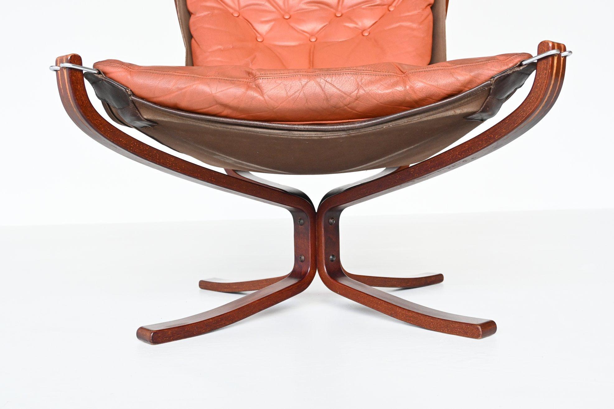 Sigurd Ressell Falcon Lounge Chair Camel Brown Vatne Mobler Norway, 1970 5