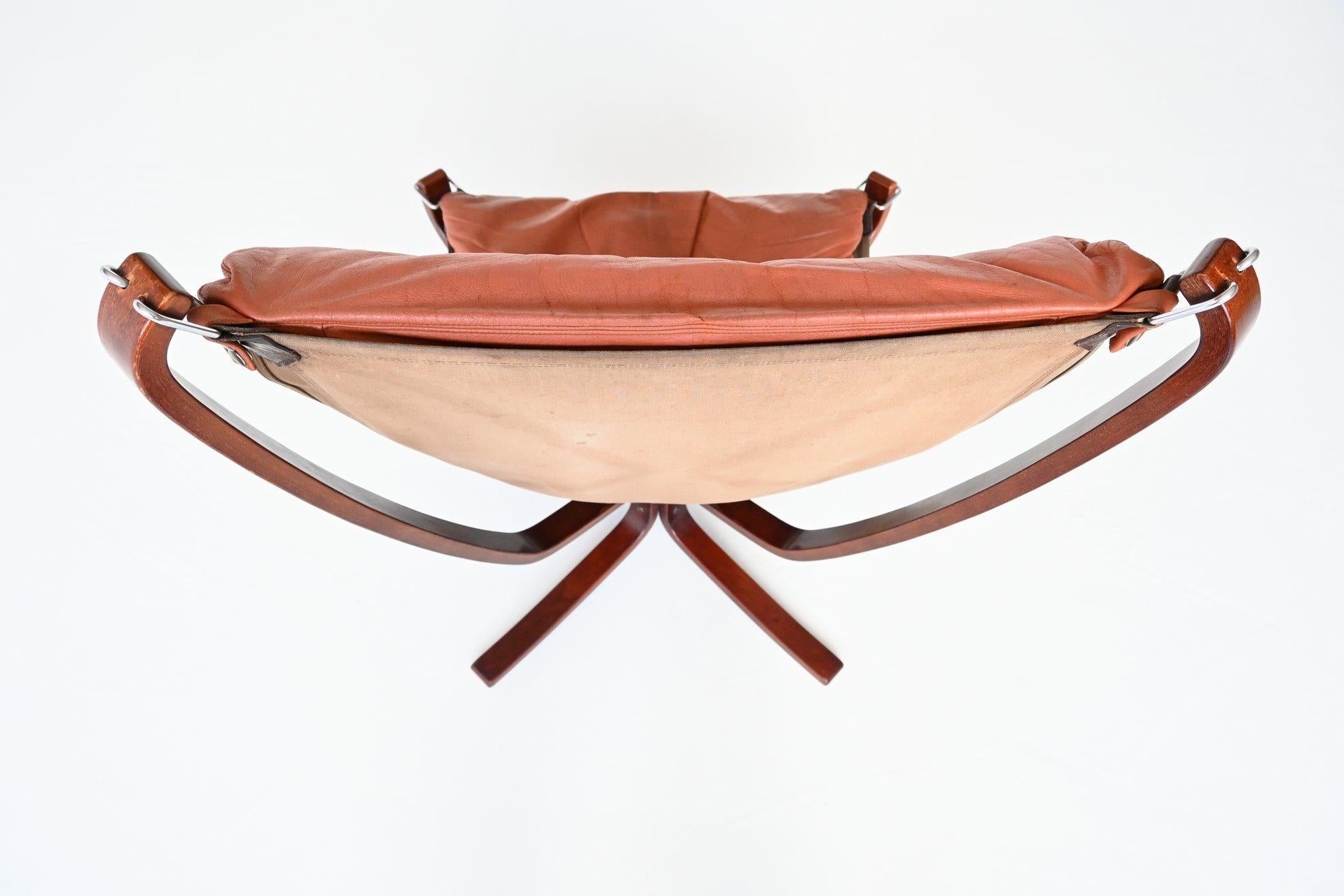 Sigurd Ressell Falcon Lounge Chair Camel Brown Vatne Mobler Norway, 1970 9