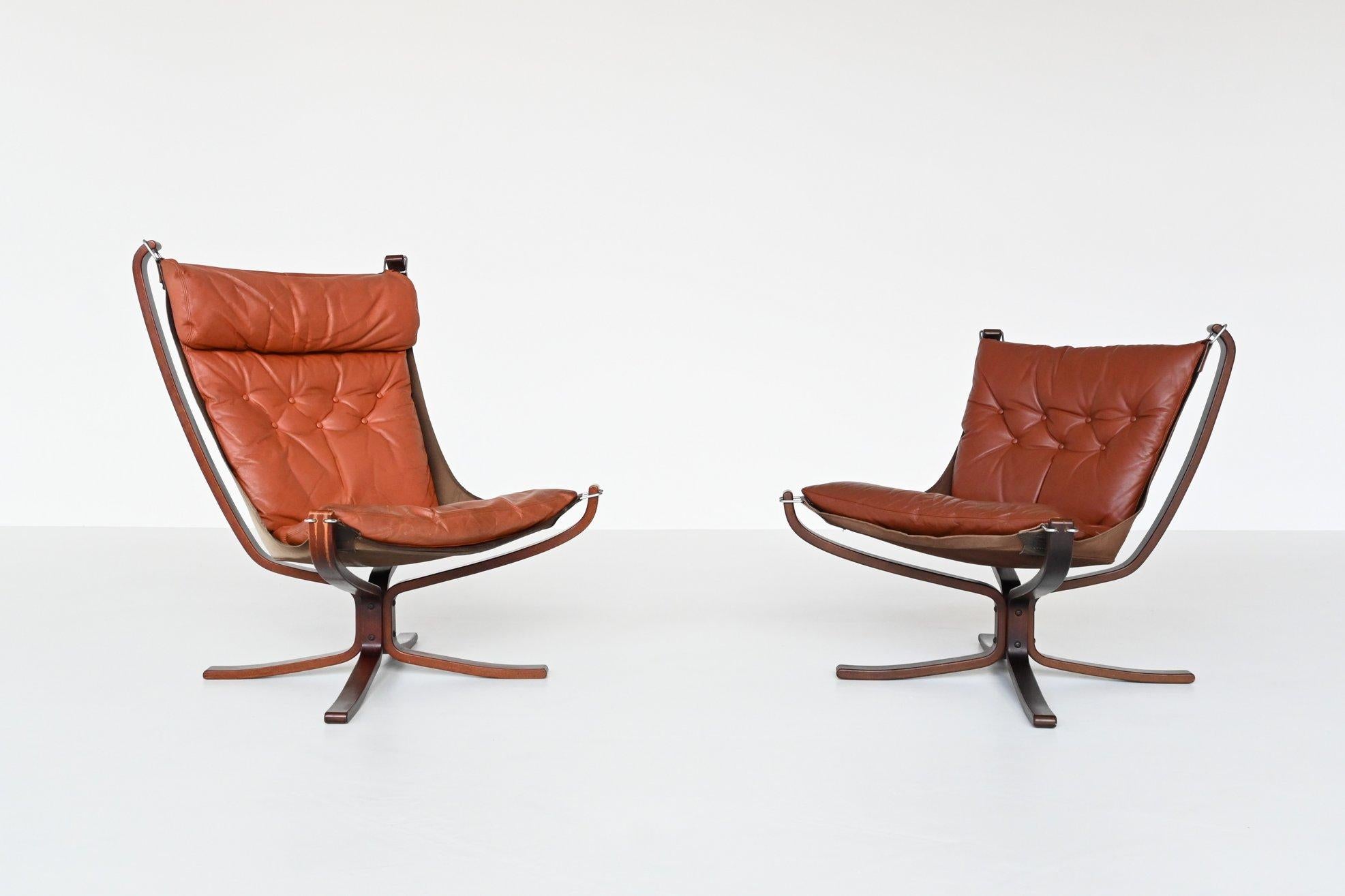 Sigurd Ressell Falcon Lounge Chair Camel Brown Vatne Mobler Norway, 1970 12