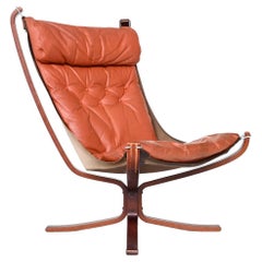 Sigurd Ressell Falcon Lounge Chair Camel Brown Vatne Mobler Norway, 1970