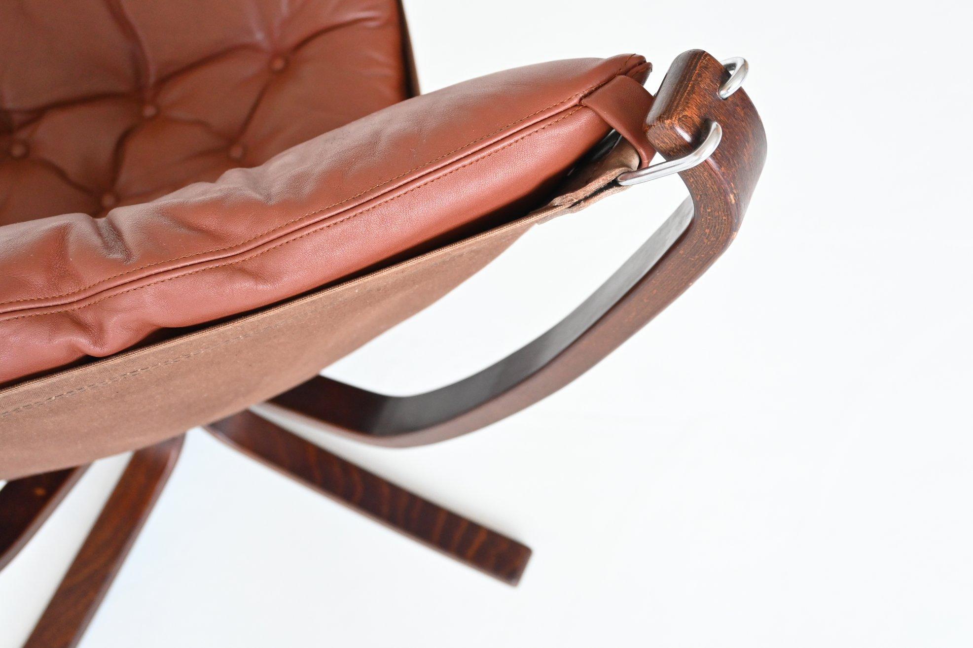 Sigurd Ressell Falcon Lounge Chair Cognac Brown Vatne Mobler Norway, 1970 9