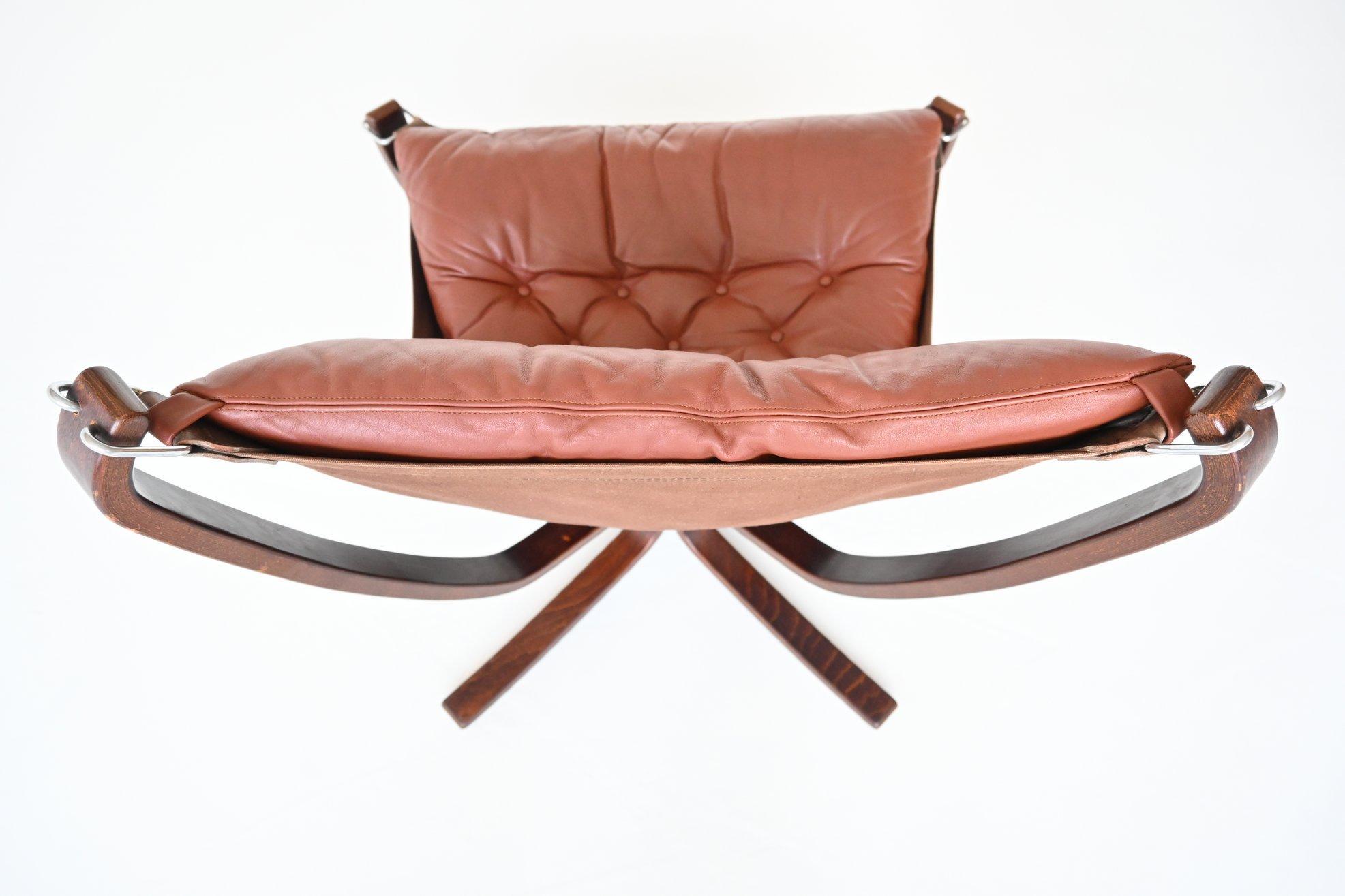 Sigurd Ressell Falcon Lounge Chair Cognac Brown Vatne Mobler Norway, 1970 10