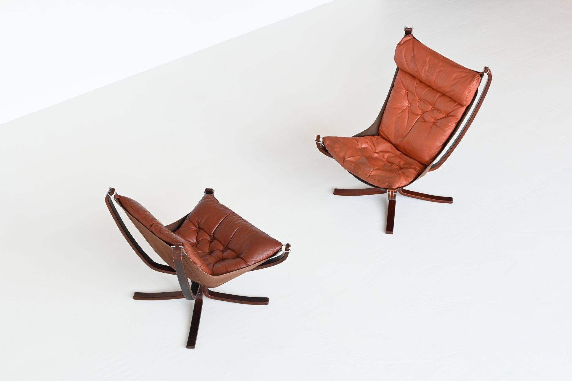 Sigurd Ressell Falcon Lounge Chair Cognac Brown Vatne Mobler Norway, 1970 13