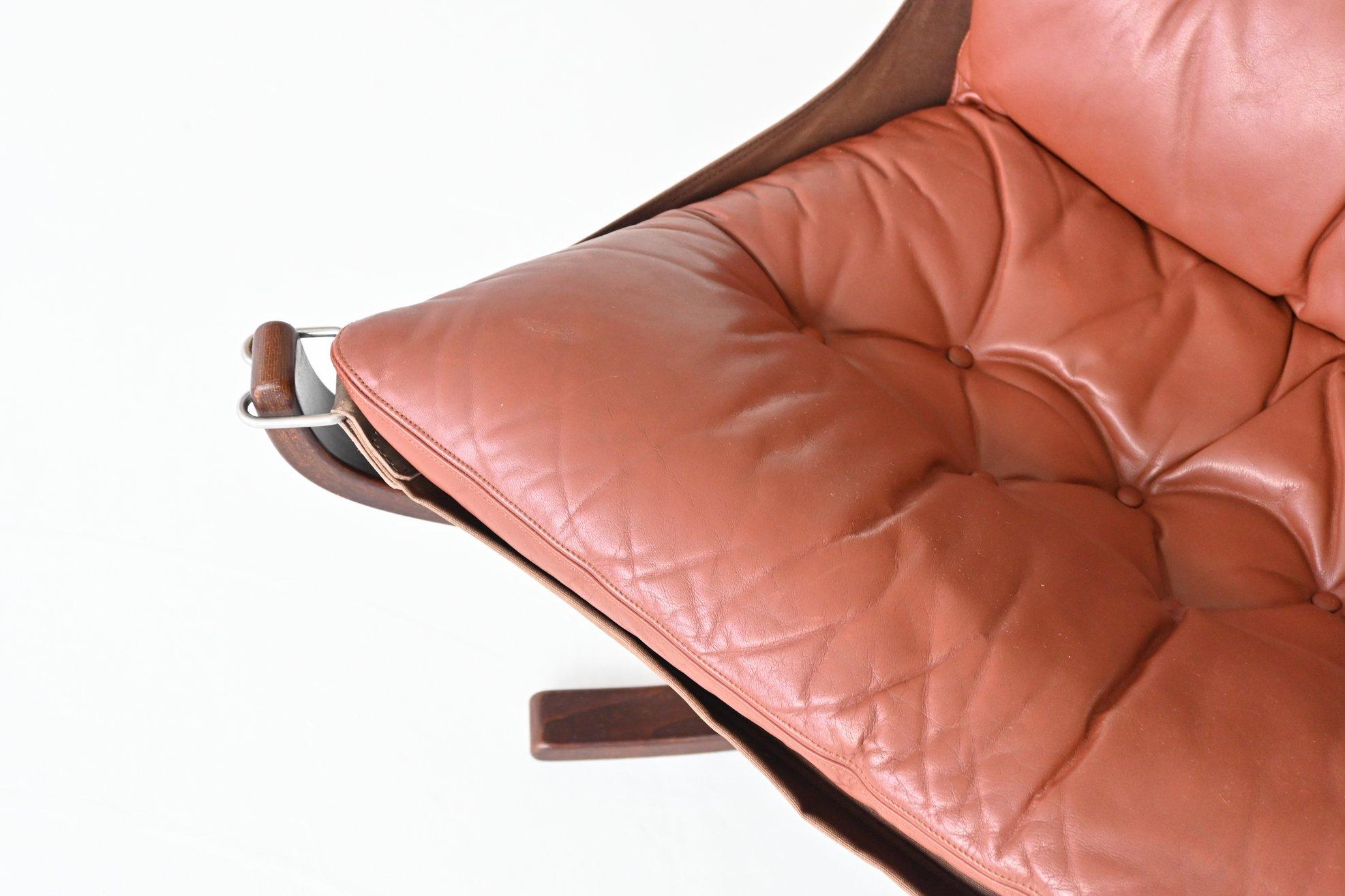 Sigurd Ressell Falcon Lounge Chair Cognac Brown Vatne Mobler Norway, 1970 1