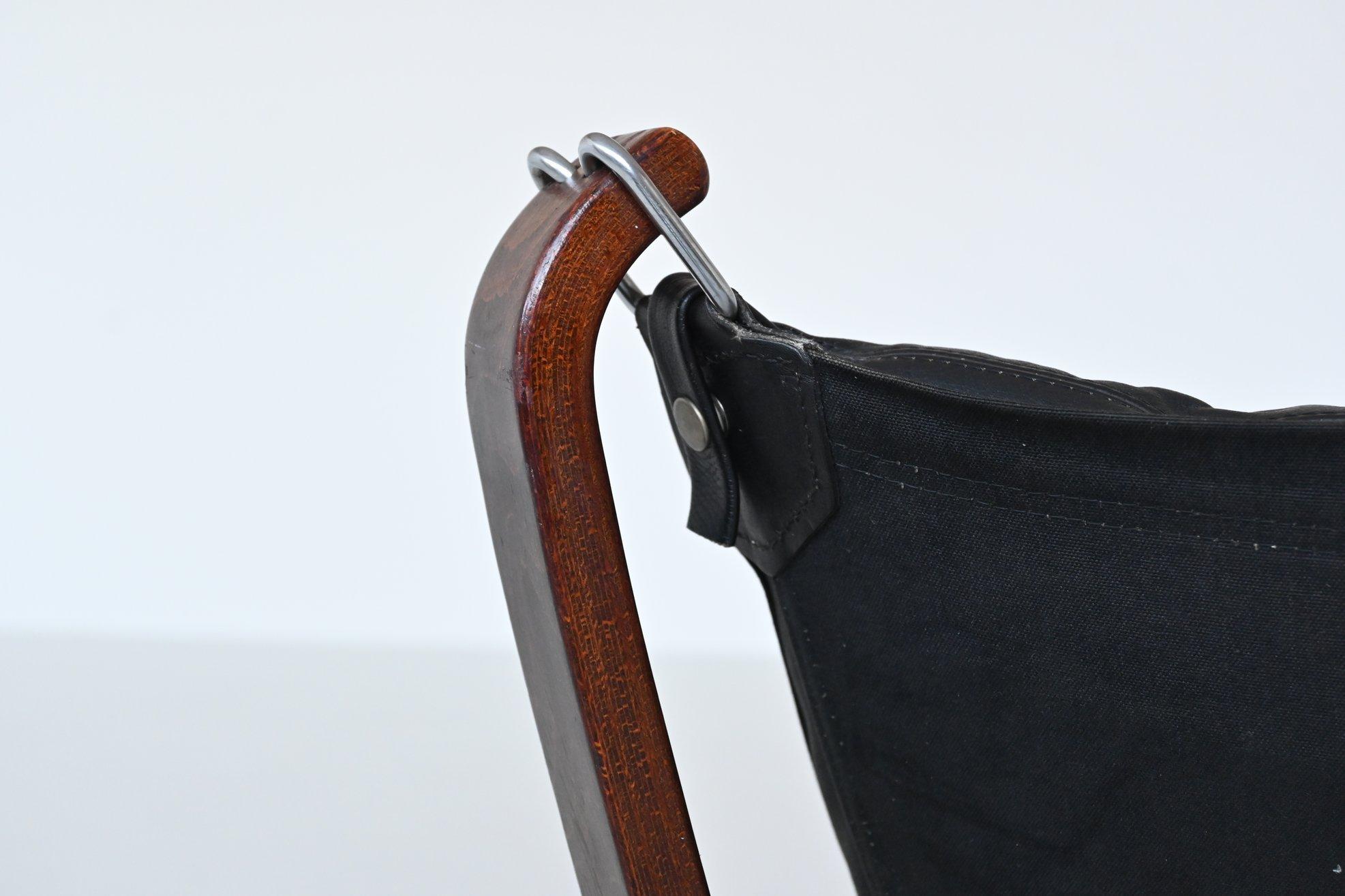 Sigurd Ressell Falcon lounge chair in black leather Vatne Norway 1970 4