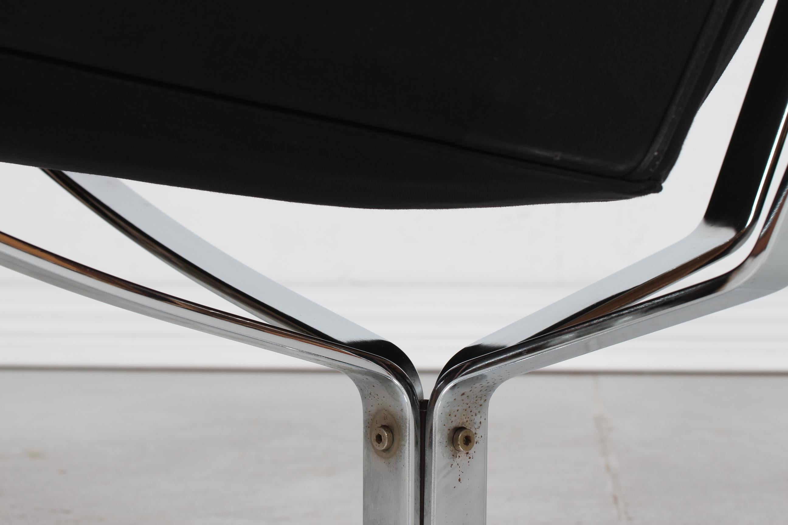 Sigurd Ressell Falcon Lounge Chair en cuir noir et base chromée 1970 en vente 2