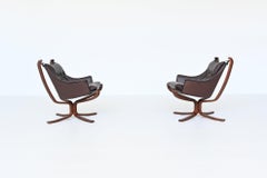 Sigurd Ressell Falcon Pair of Lounge Chairs Vatne Mobler Norway 1970
