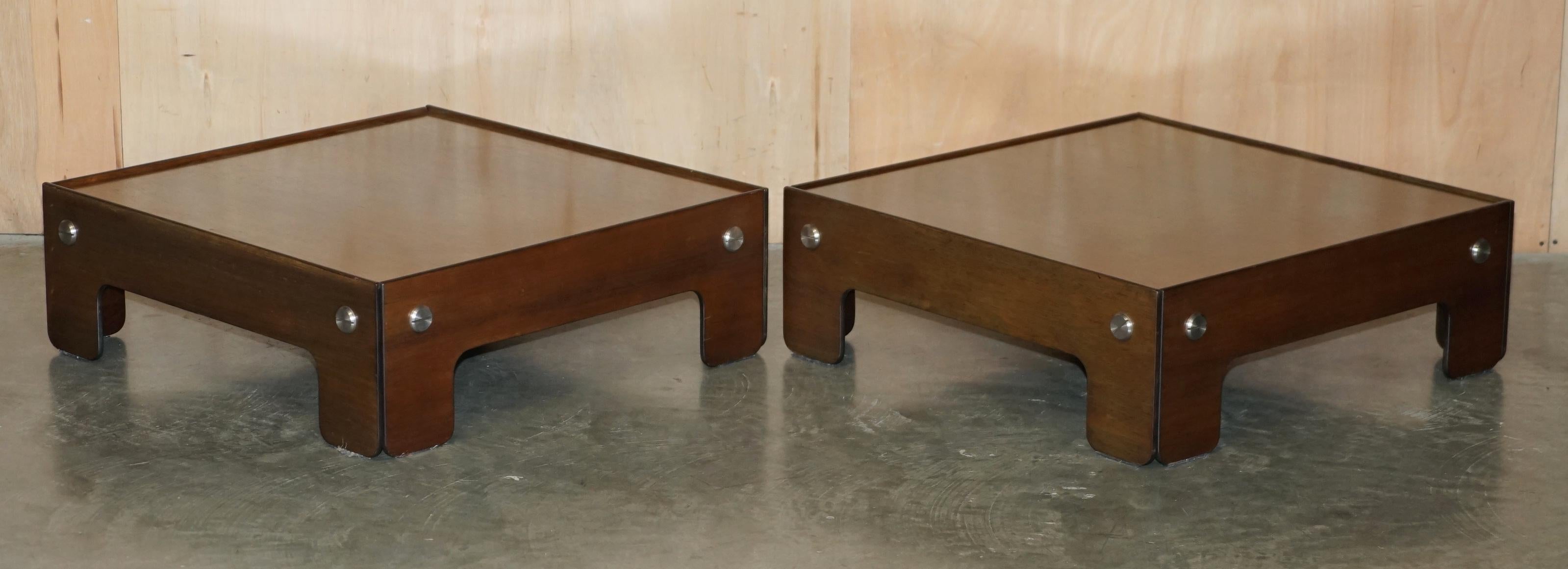 20th Century SIGURD RESSELL FOR VATNE MOBLER HARDWOOD BROWN LEATHER SOFA ARMCHAiR TABLE SUITE For Sale