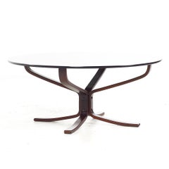 Sigurd Ressell per Vatne Mobler Tavolino da caffè rotondo danese del Mid Century Mobler