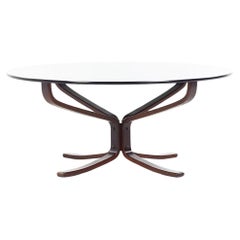 Sigurd Ressell pour Mid Century Mobler Table basse ronde danoise du milieu du siècle dernier