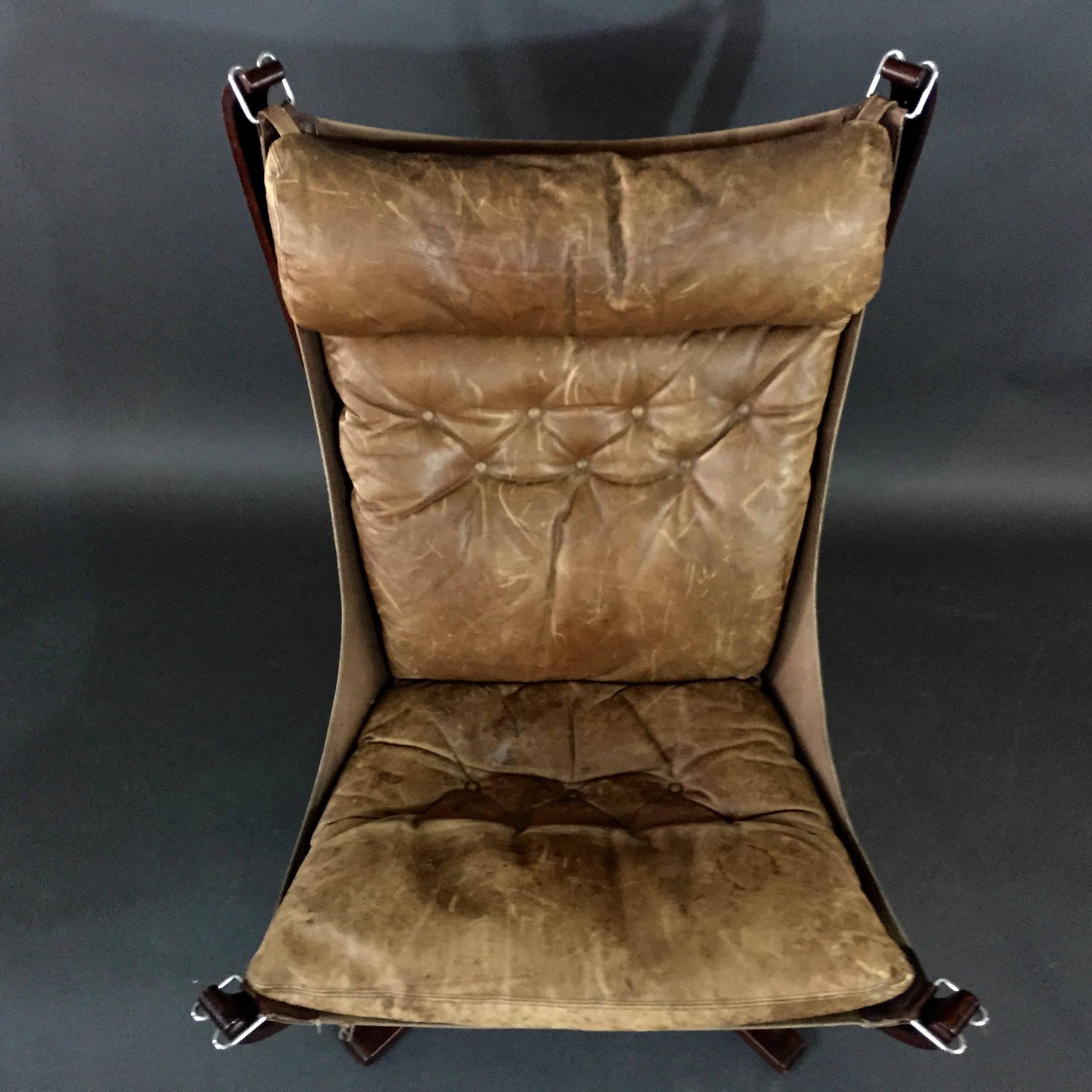 Veneer Sigurd Ressell High Back Cognac Leather Falcon Chair