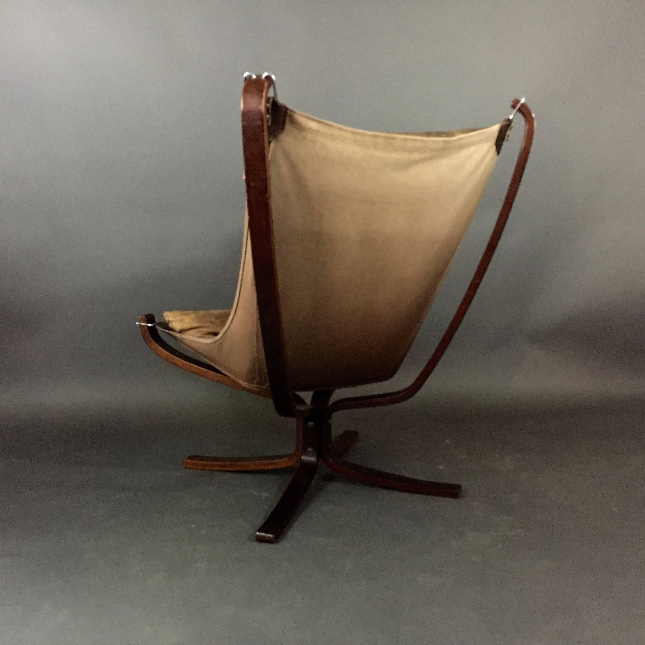 Late 20th Century Sigurd Ressell High Back Cognac Leather Falcon Chair