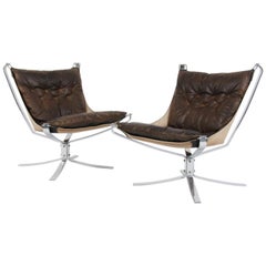 Sigurd Ressell Lounge Chair, Model Falcon, Leather and Steel