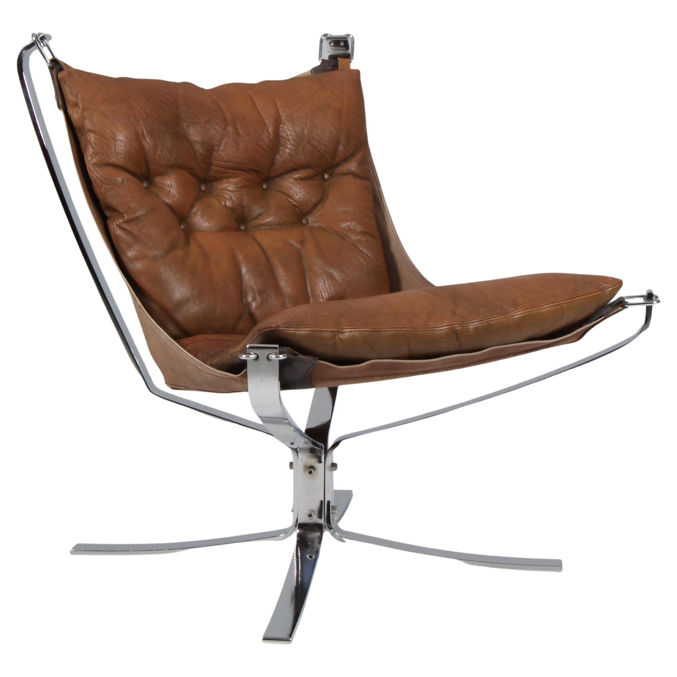 Sigurd Ressell Lounge Chair, Model Falcon, Leather and Steel