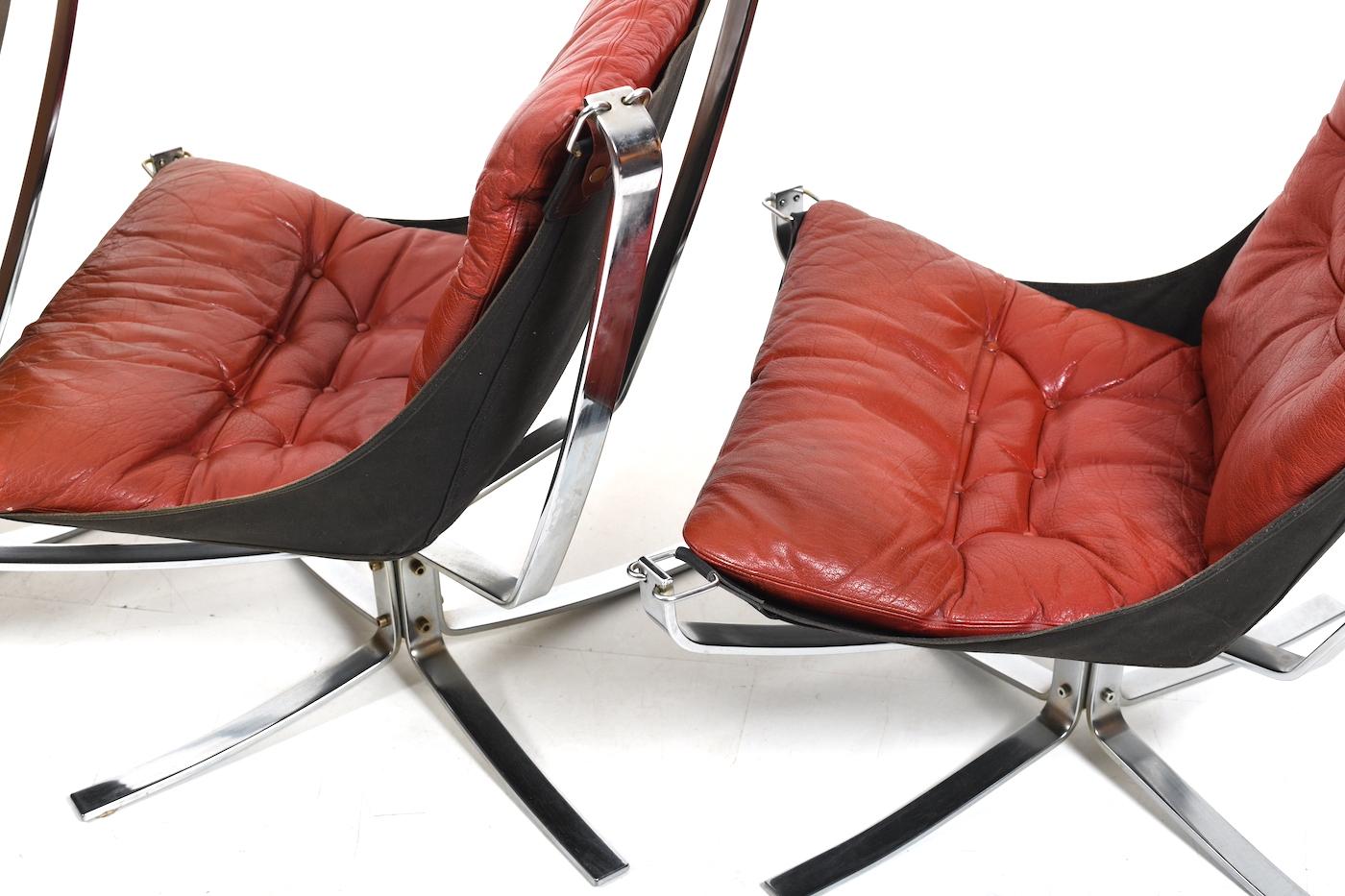 Sigurd Ressell Set of Chrome and Leather Falcon Chairs 1970s 8