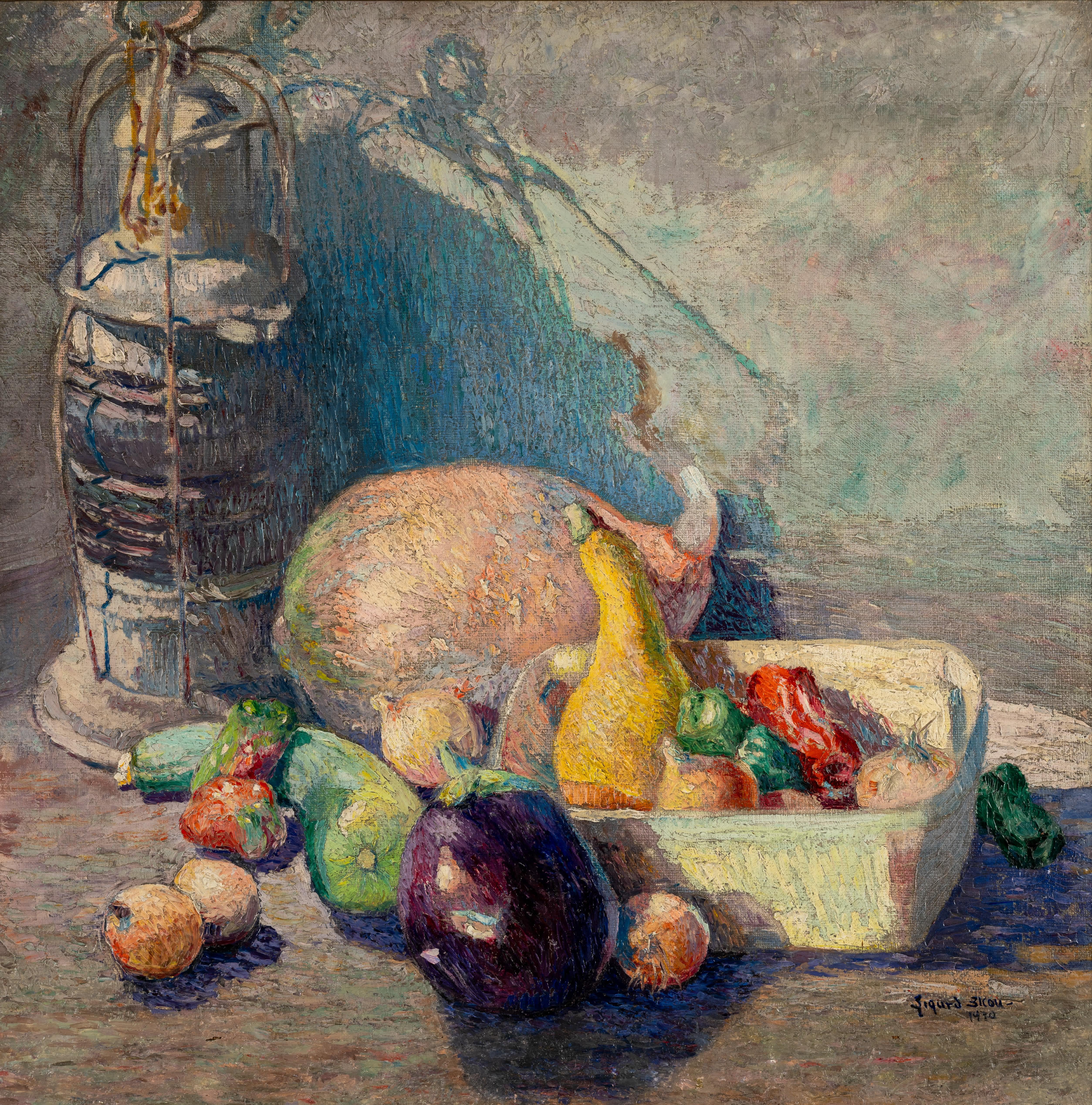 Bodegón con verduras - Painting de Sigurd Skou