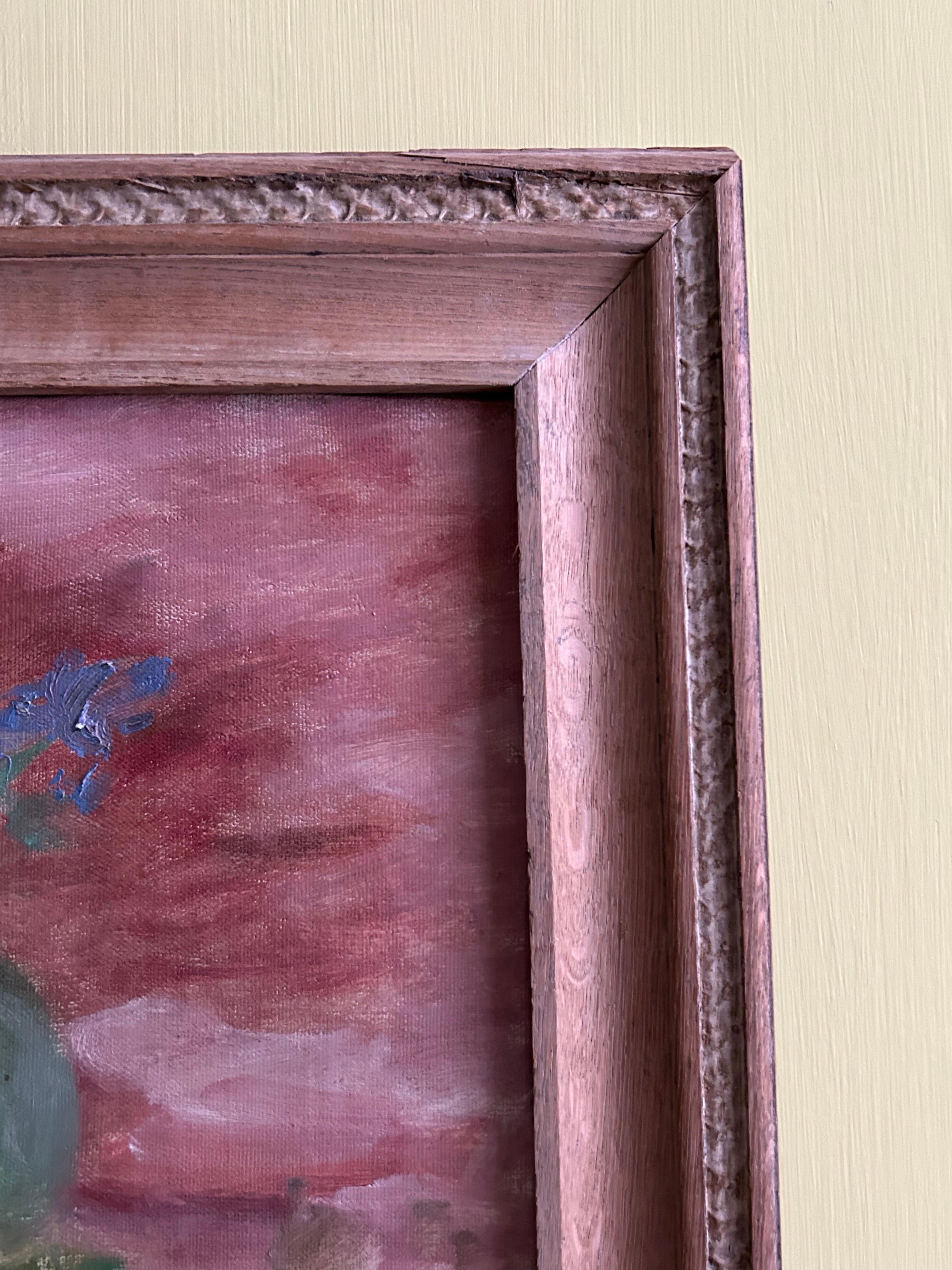 Sigurd Swane Composition with flowers Oil Painting, Antique Frame, 1926, Denamrk In Good Condition In Copenhagen K, DK