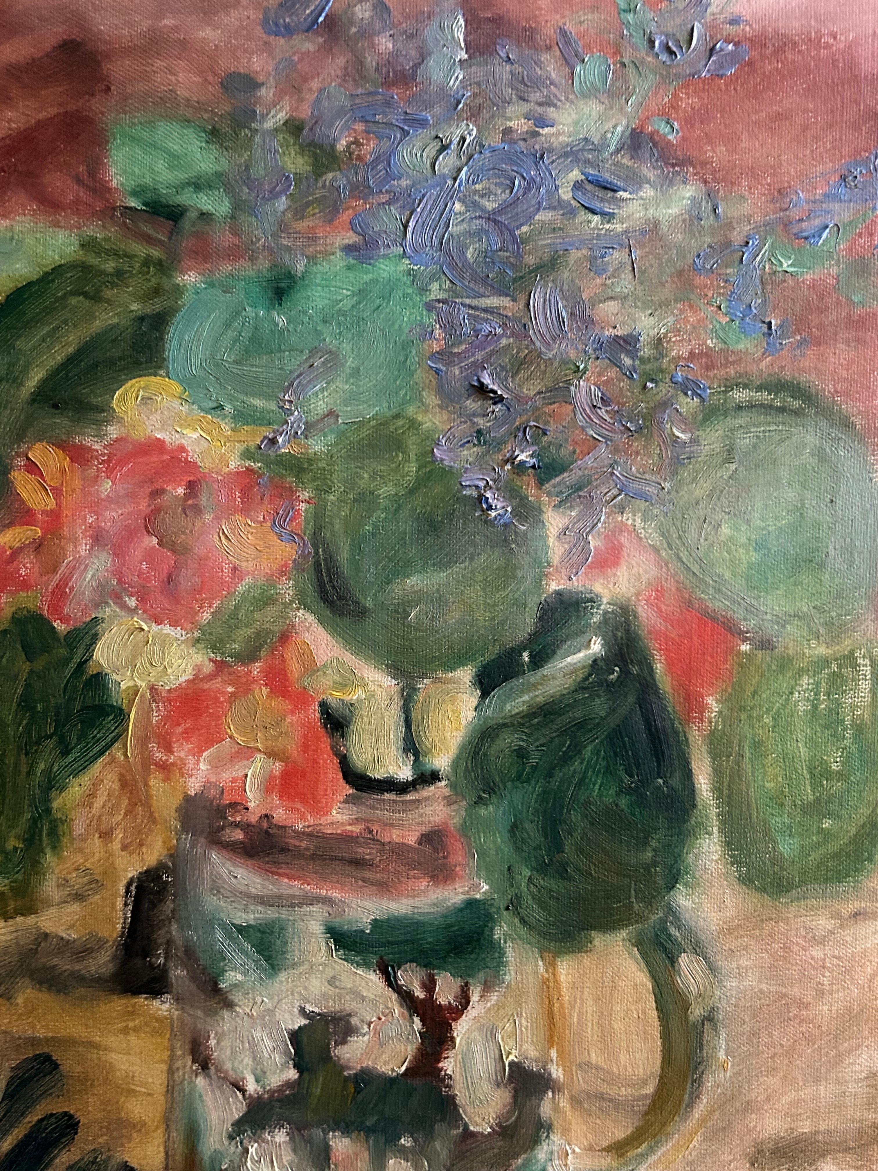Sigurd Swane Composition with flowers Oil Painting, Antique Frame, 1926, Denamrk 1